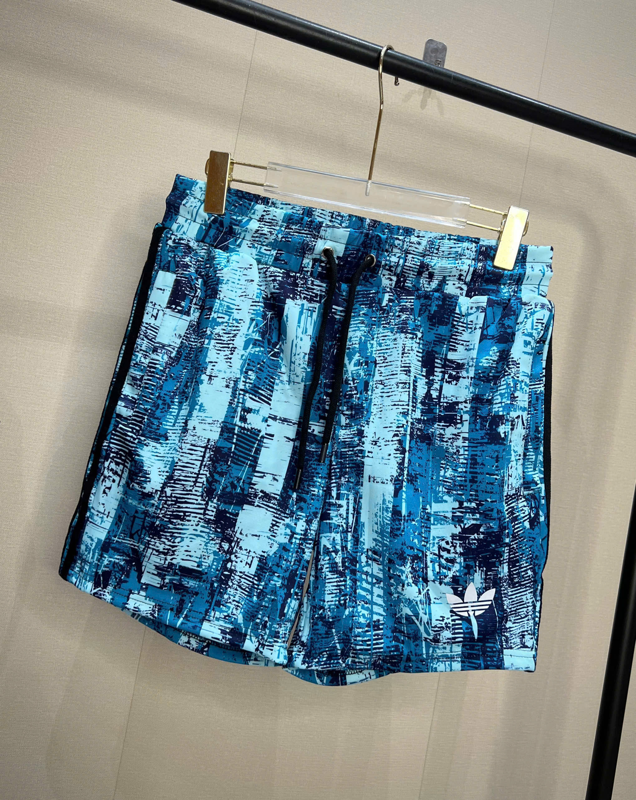 Bộ, set hè Adidas A Xanh loang logo chữ kẻ sọc viền Like Auth NV