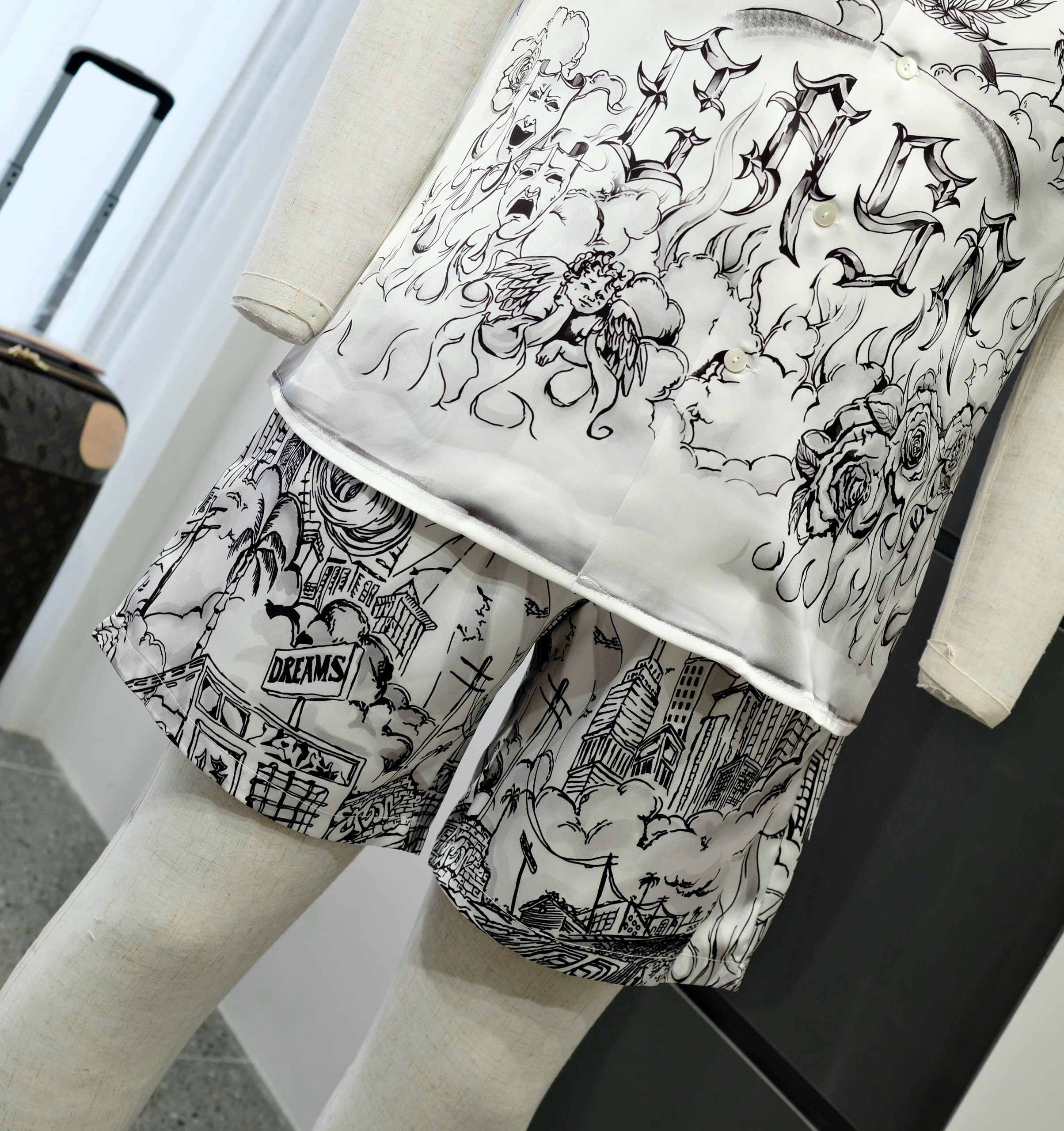 Bộ, set lụa hè Dolce Gabbana DG Trắng họa tiết Like Auth DDT