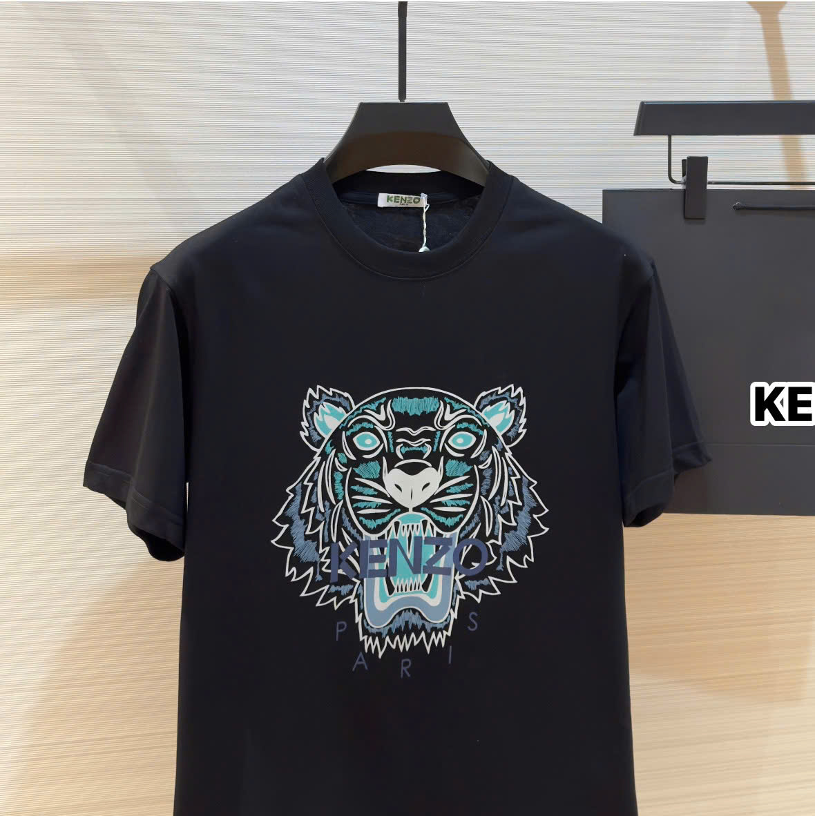 Áo phông T-shirt Kenzo KZ Đen logo mặt Hổ Xanh Like Auth DDT