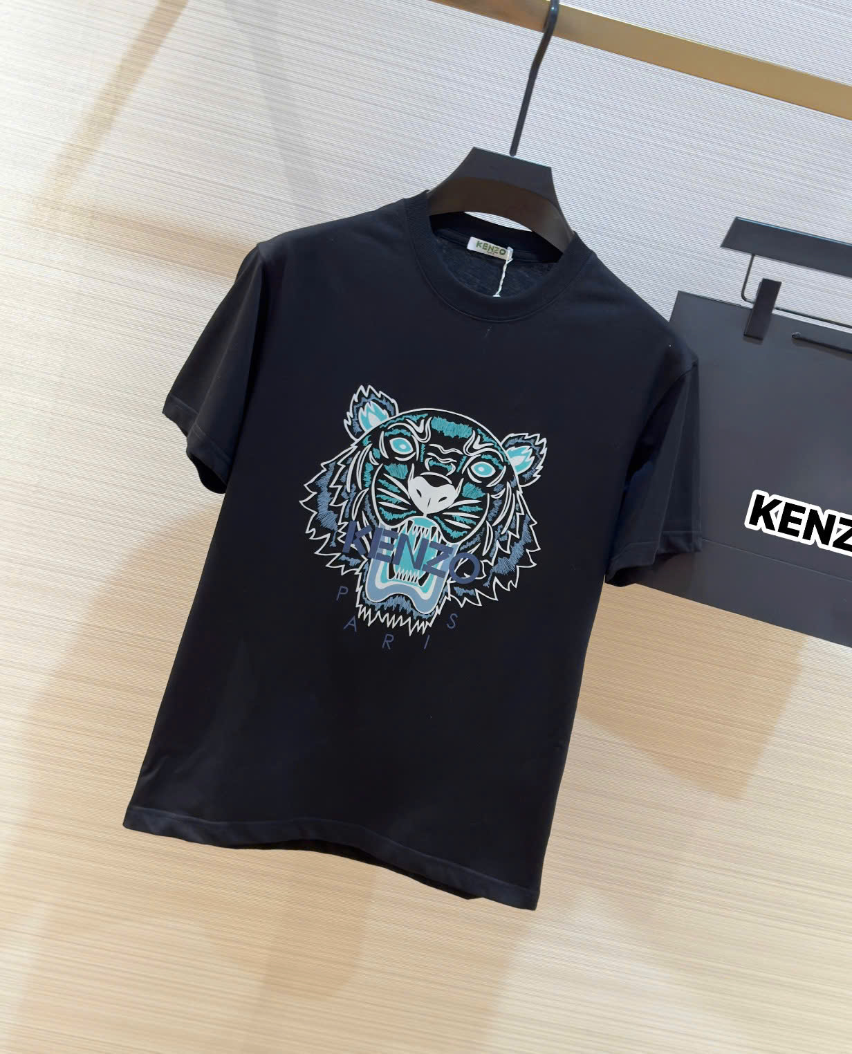 Áo phông T-shirt Kenzo KZ Đen logo mặt Hổ Xanh Like Auth DDT