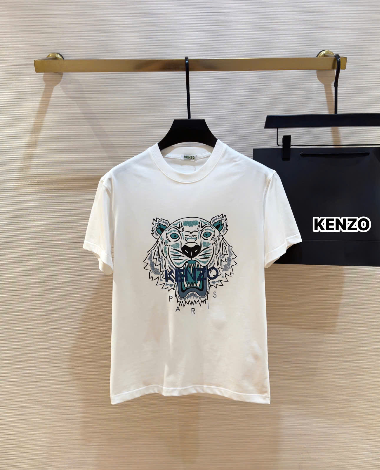 Áo phông T-shirt Kenzo KZ Trắng logo mặt Hổ Xanh Like Auth DDT