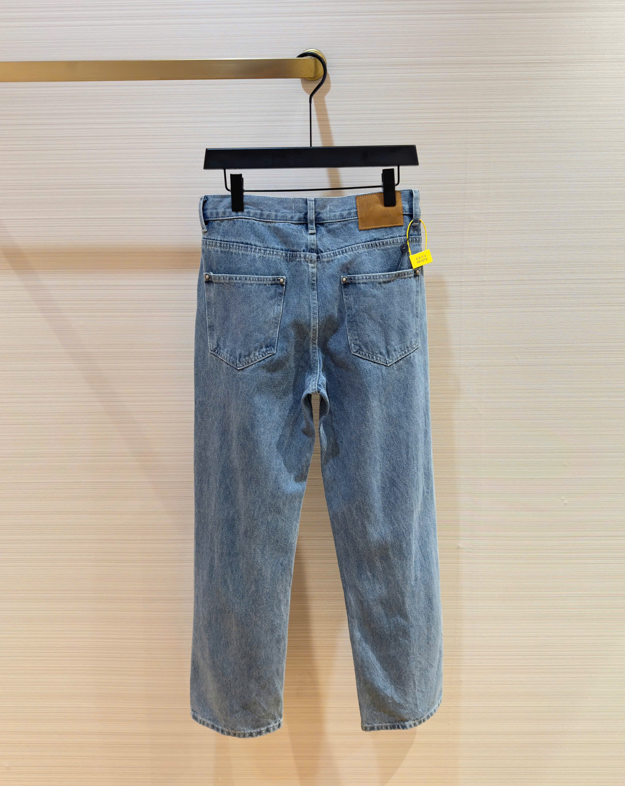 Quần jean suông Louis Vuitton LV Xanh họa tiết hoa vân rách xù ống Like Auth DDT