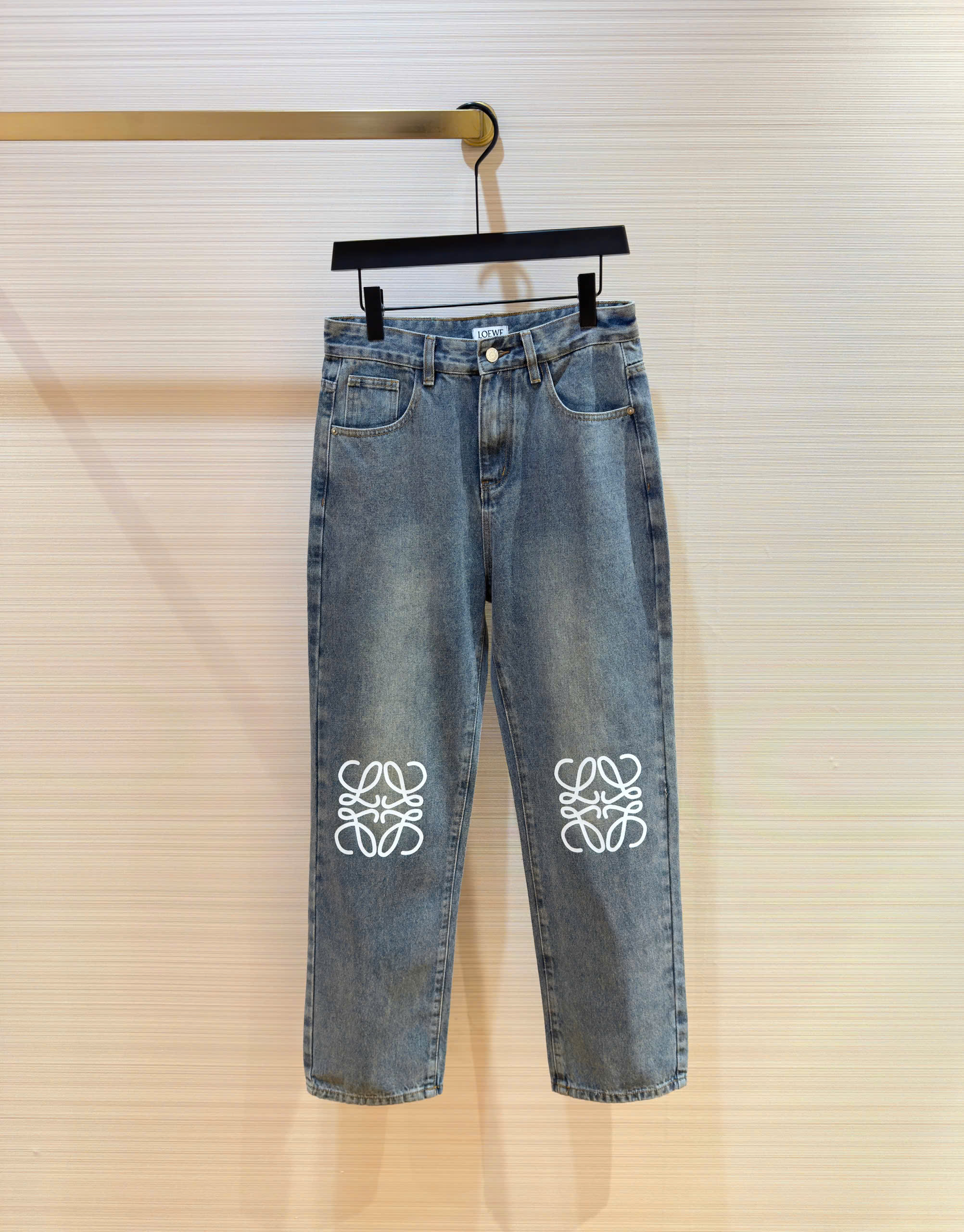 Quần jean suông Loewe Xanh logo gối Like Auth DDT