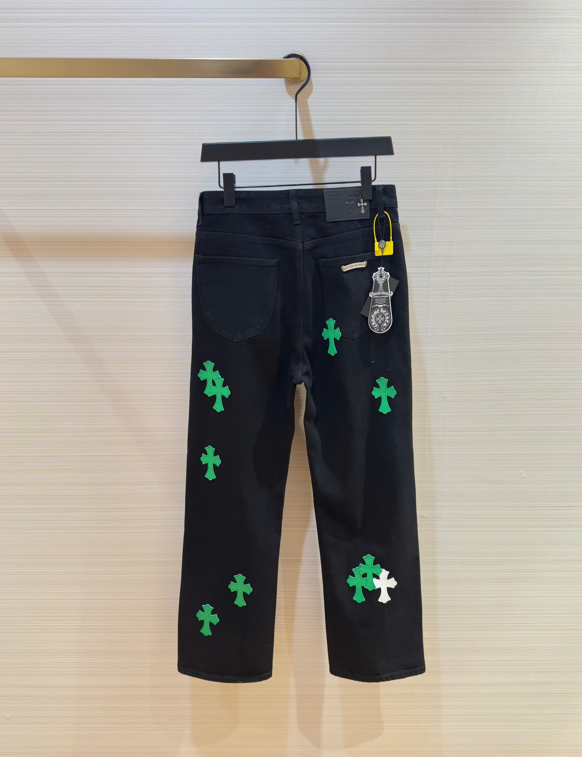 Quần jean suông Chrome Heart CH Đen họa tiết chữ thập Xanh lá Trắng thêu Like Auth DDT