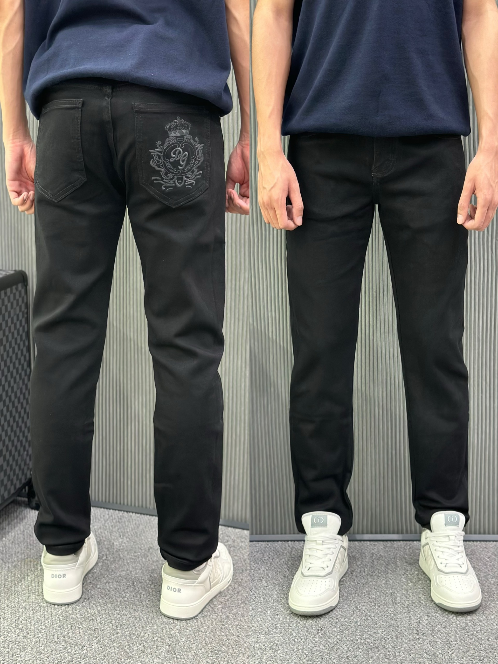 Quần jean Dolce Gabbana DG Đen logo thêu túi sau Like Auth VTN