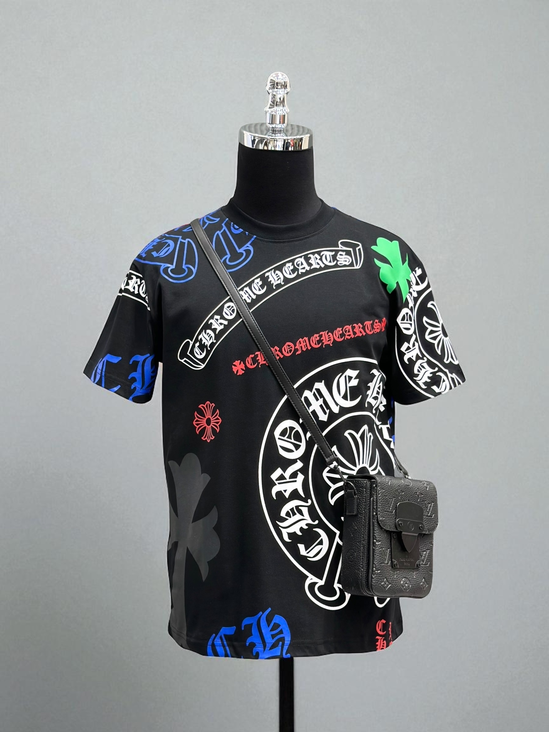 Áo phông T-shirt Chrome Heart CH Đen họa tiết logo màu full Like Auth VTN