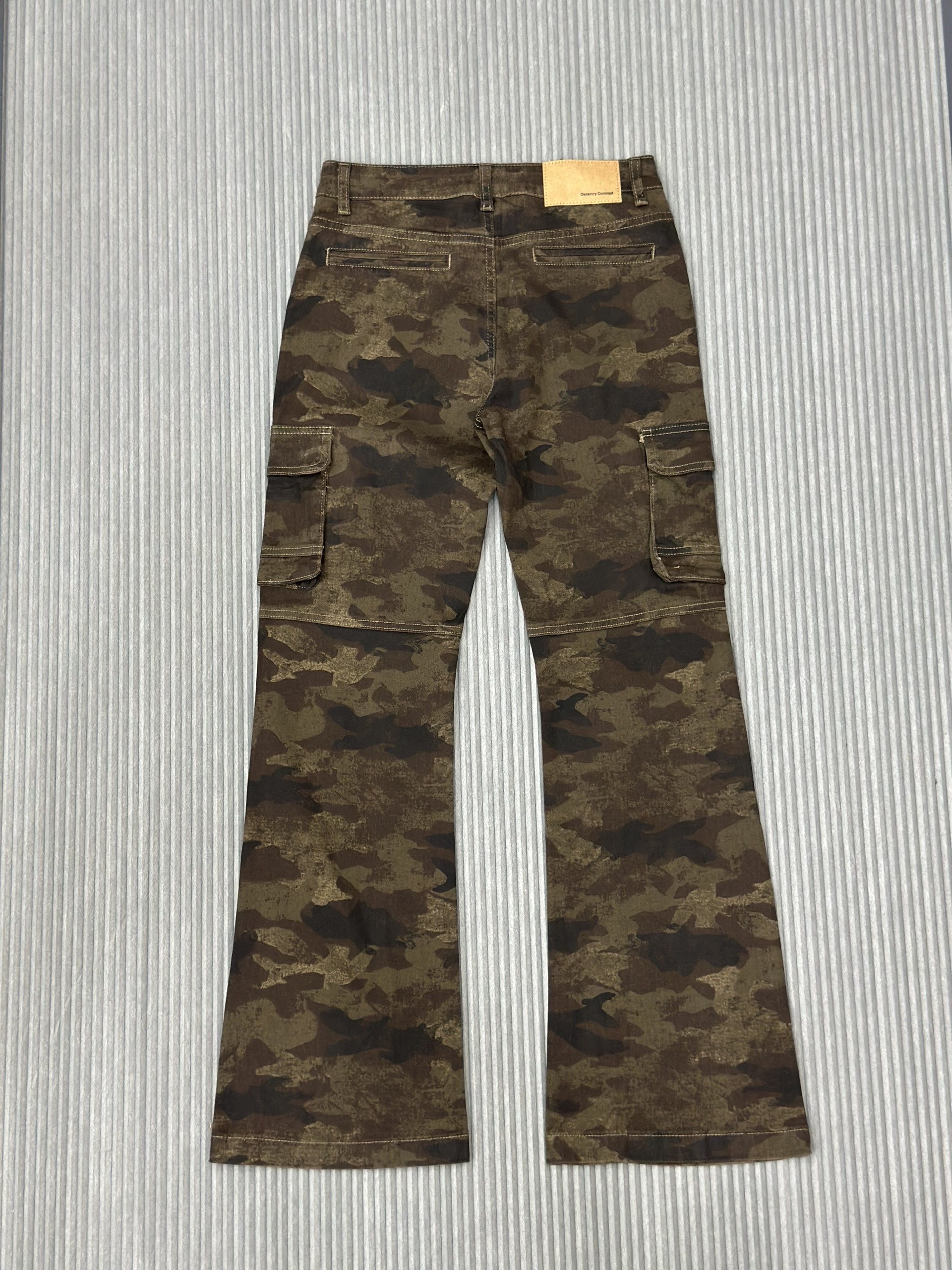 Quần dài ống xuông loe Nâu họa tiết dằn di Like Auth VTN