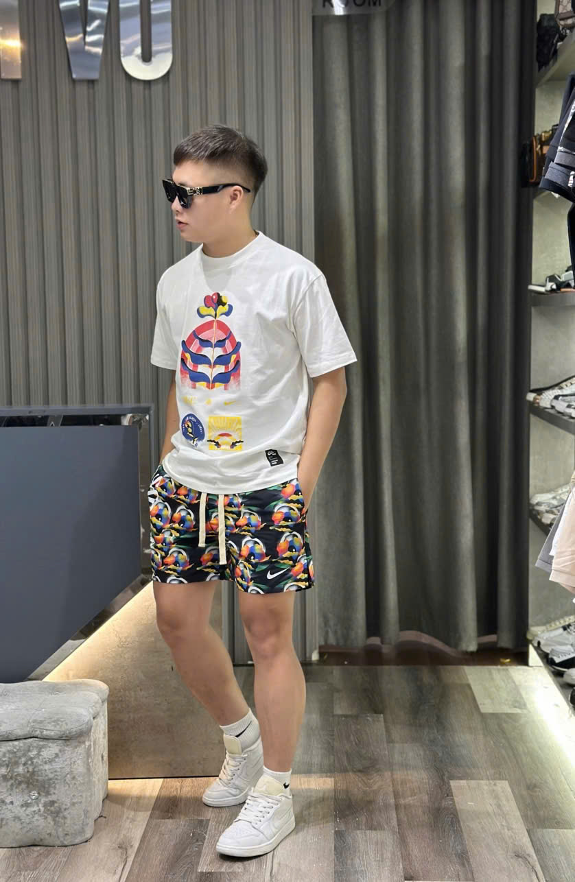 Bộ, set hè Nike NK họa tiết hoa loang màu sắc Like Auth CD