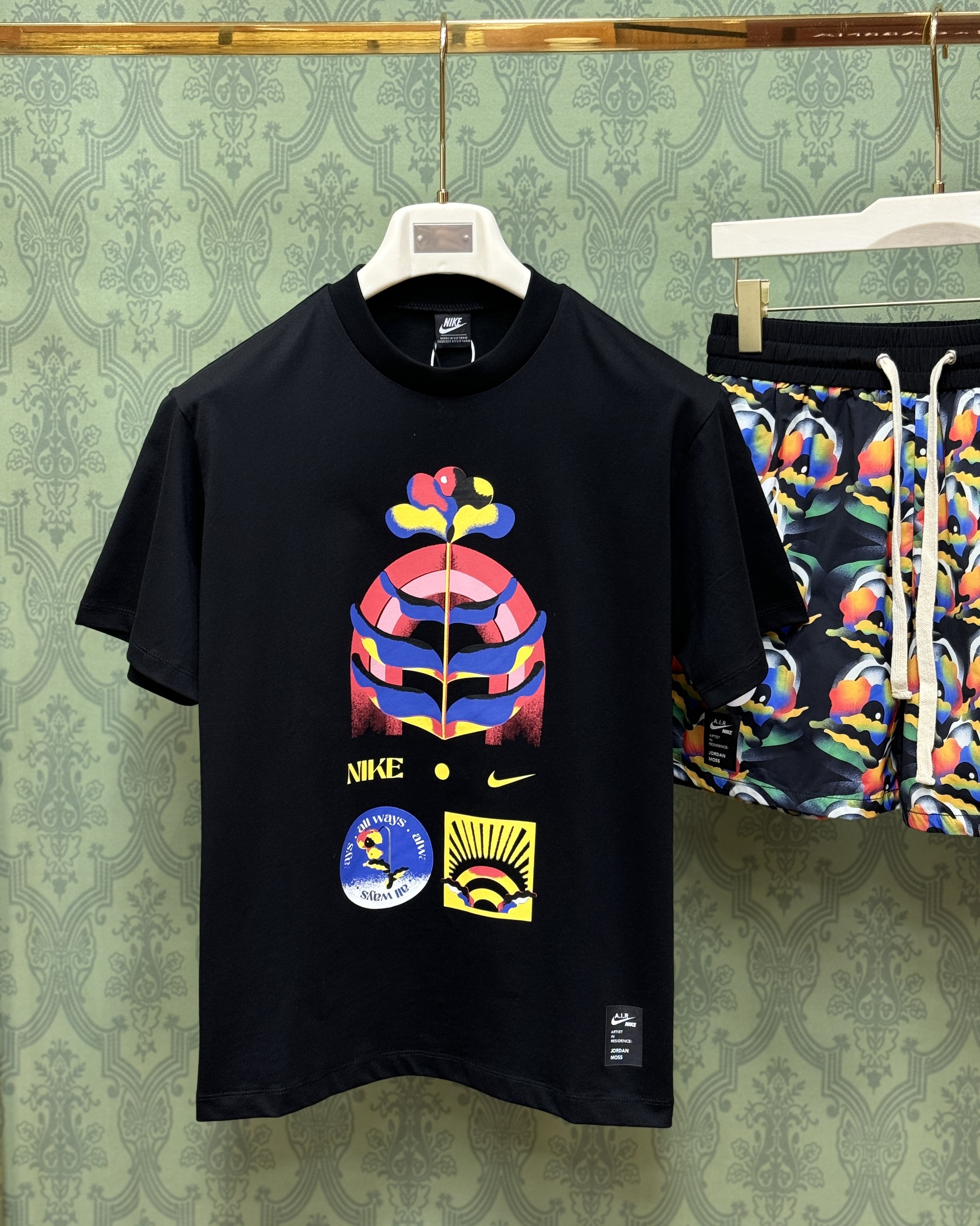 Bộ, set hè Nike NK họa tiết hoa loang màu sắc Like Auth CD