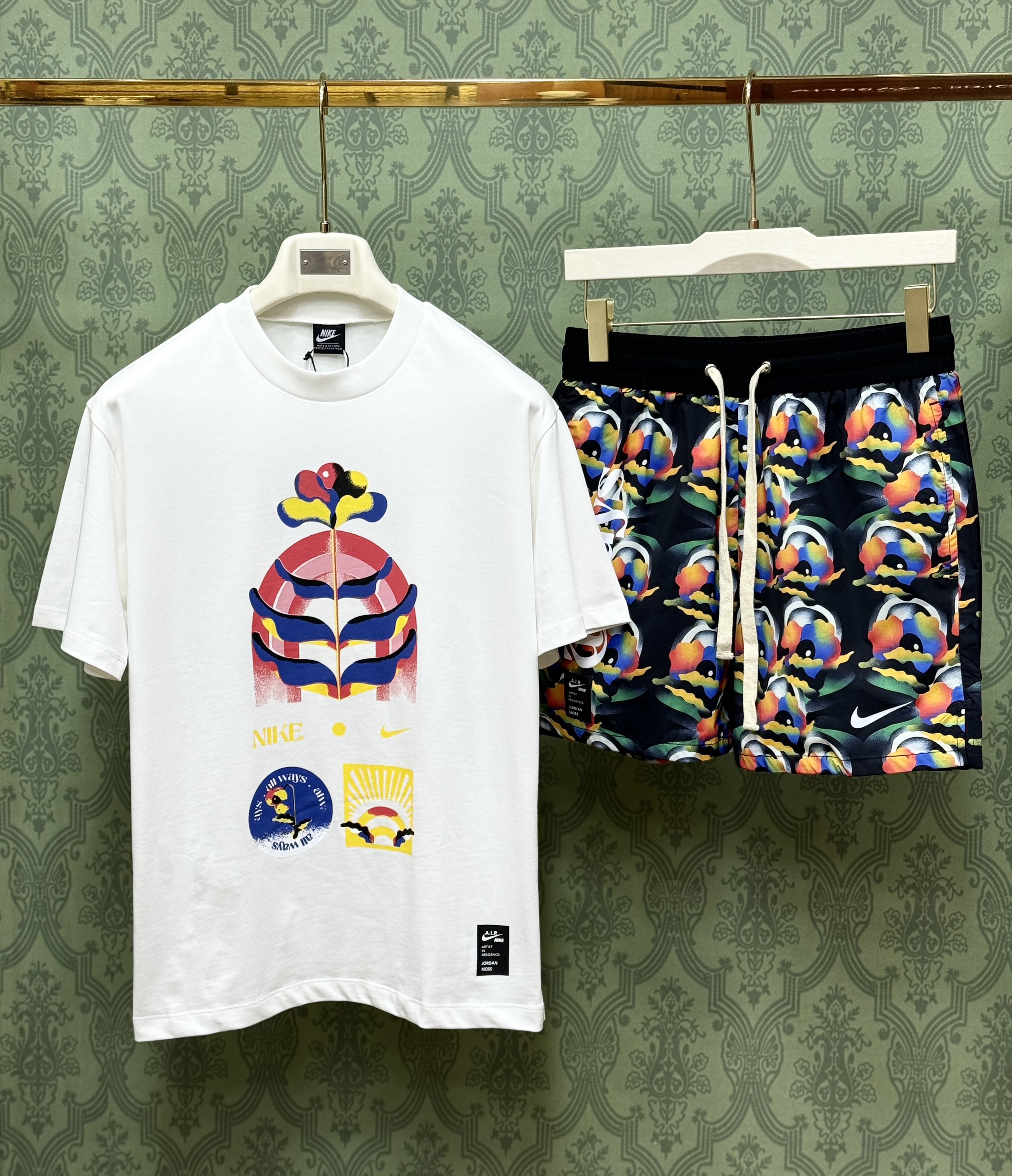 Bộ, set hè Nike NK họa tiết hoa loang màu sắc Like Auth CD