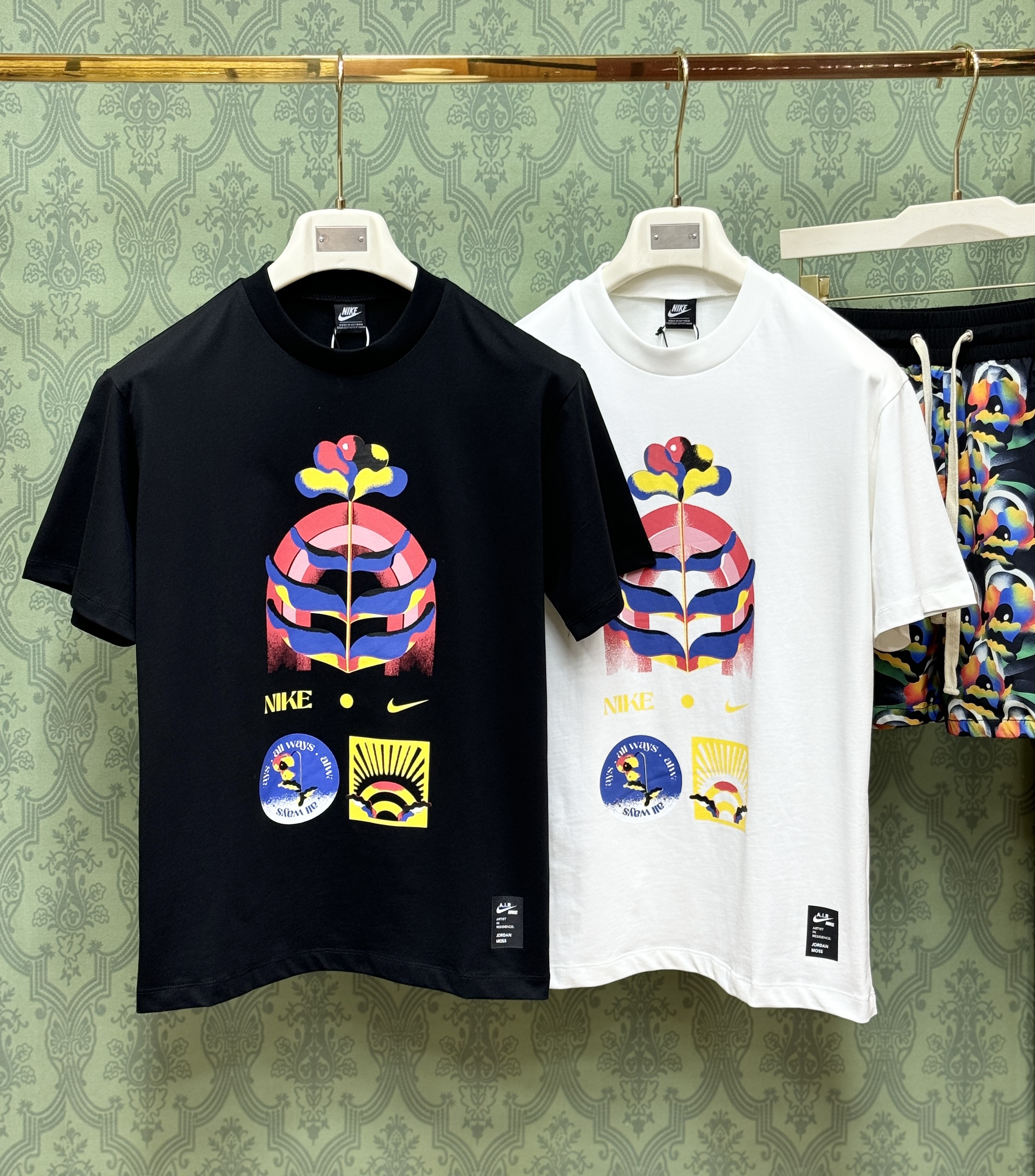 Bộ, set hè Nike NK họa tiết hoa loang màu sắc Like Auth CD