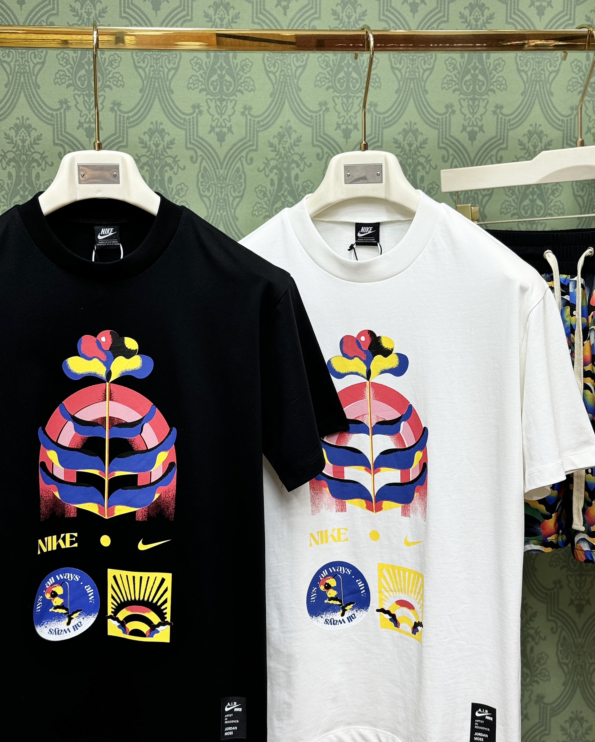 Bộ, set hè Nike NK họa tiết hoa loang màu sắc Like Auth CD