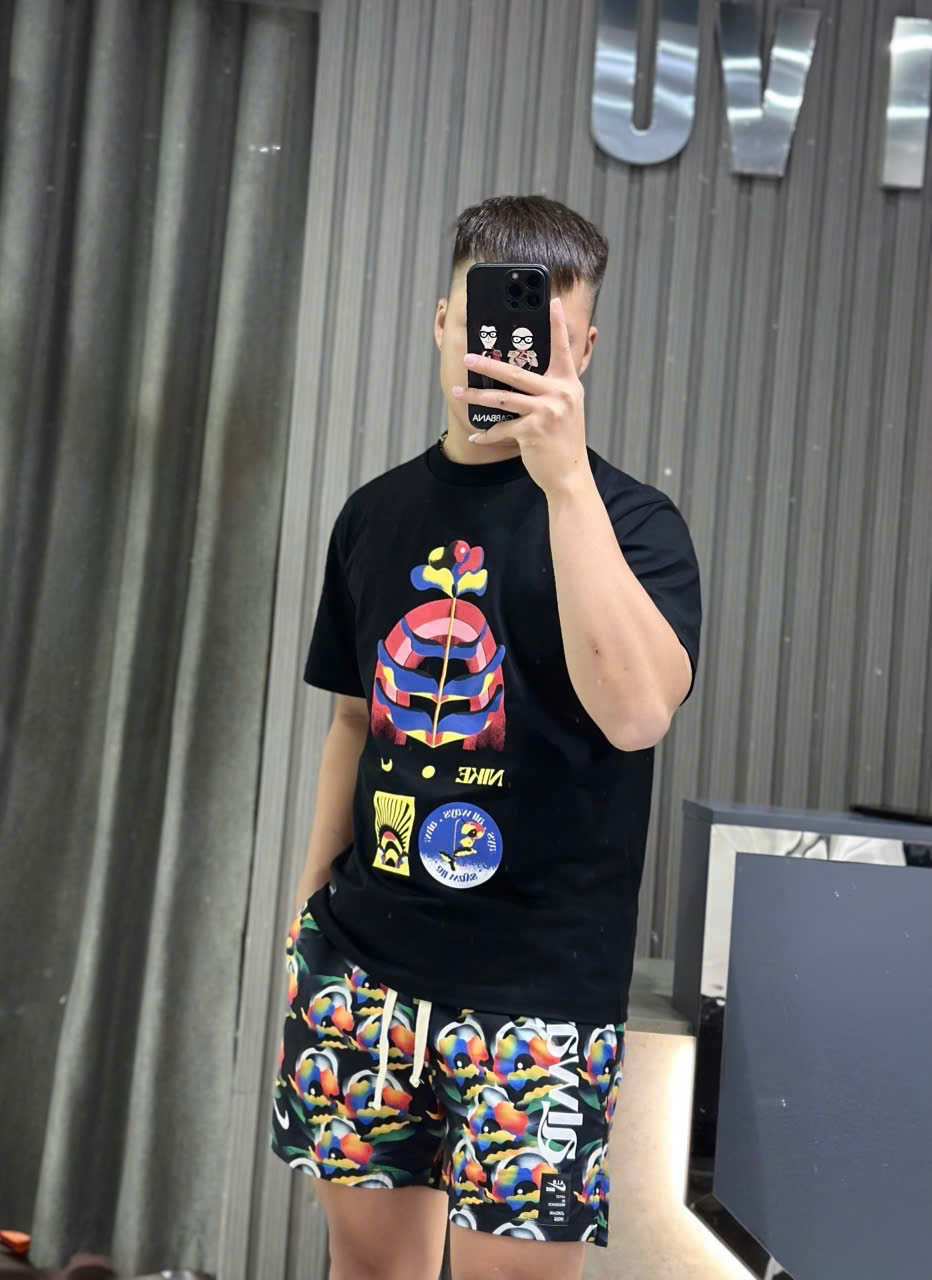 Bộ, set hè Nike NK họa tiết hoa loang màu sắc Like Auth CD