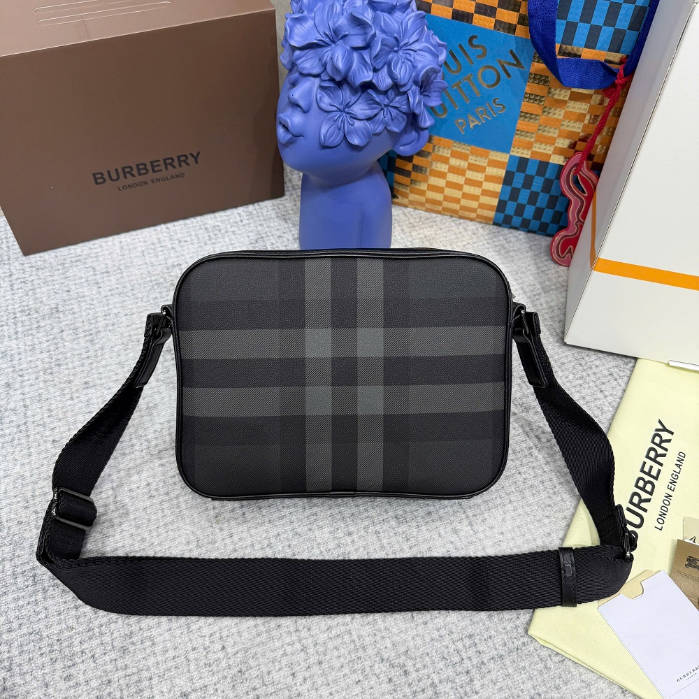 Túi đeo chéo Burberry BBR Đen kẻ sọc Xám basic size 25.5x18.5x5.5cm Like Auth on web fullbox bill thẻ PLD