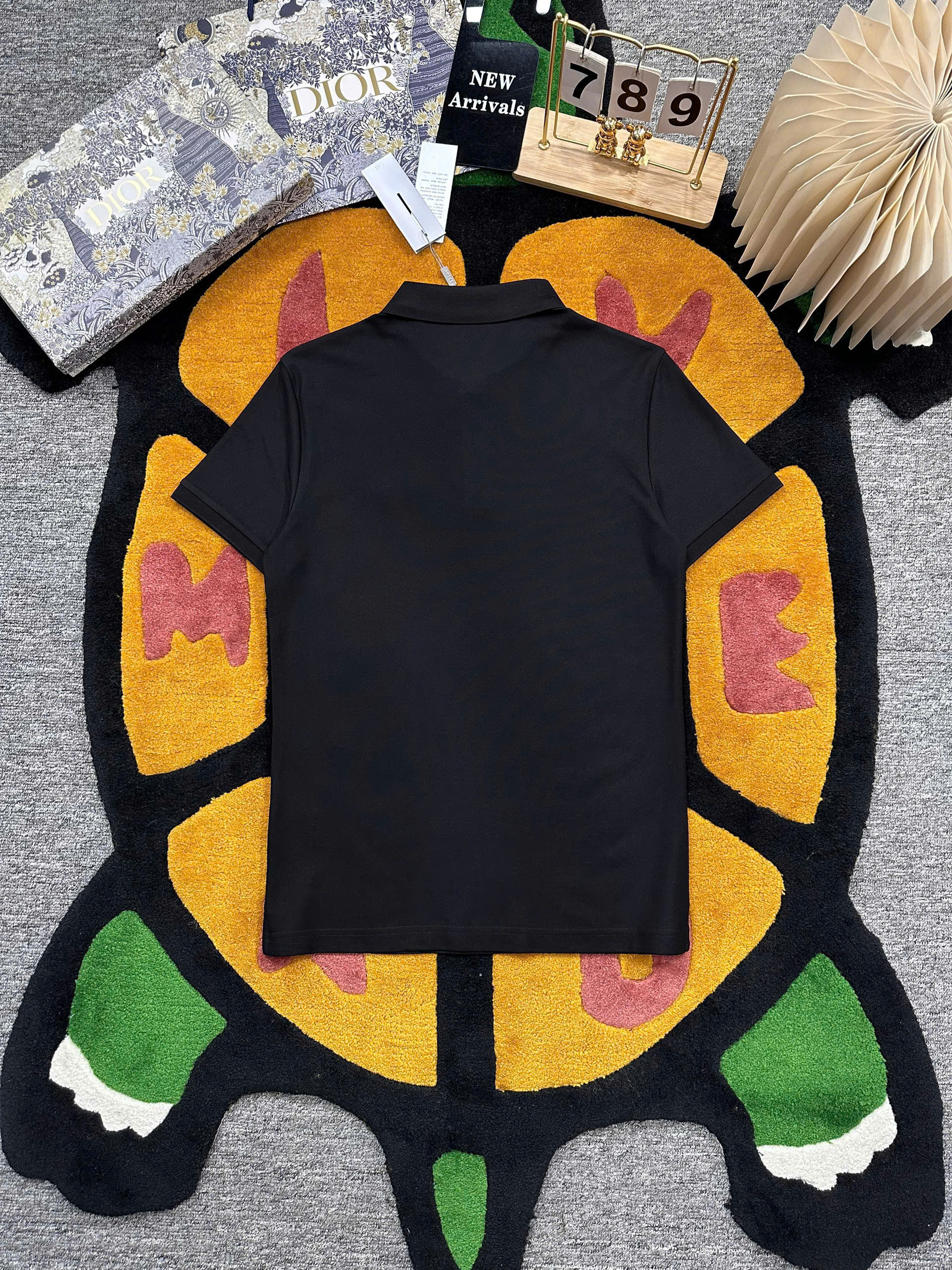 Áo polo Dior CD Đen logo chữ chỉ thêu ngực Like Auth MK