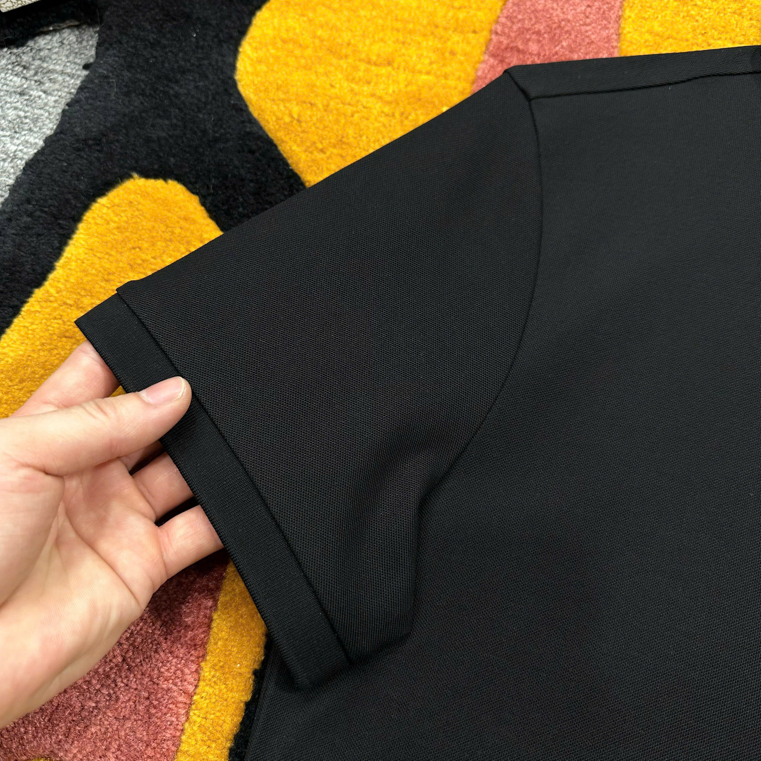 Áo polo Dior CD Đen logo chữ chỉ thêu ngực Like Auth MK