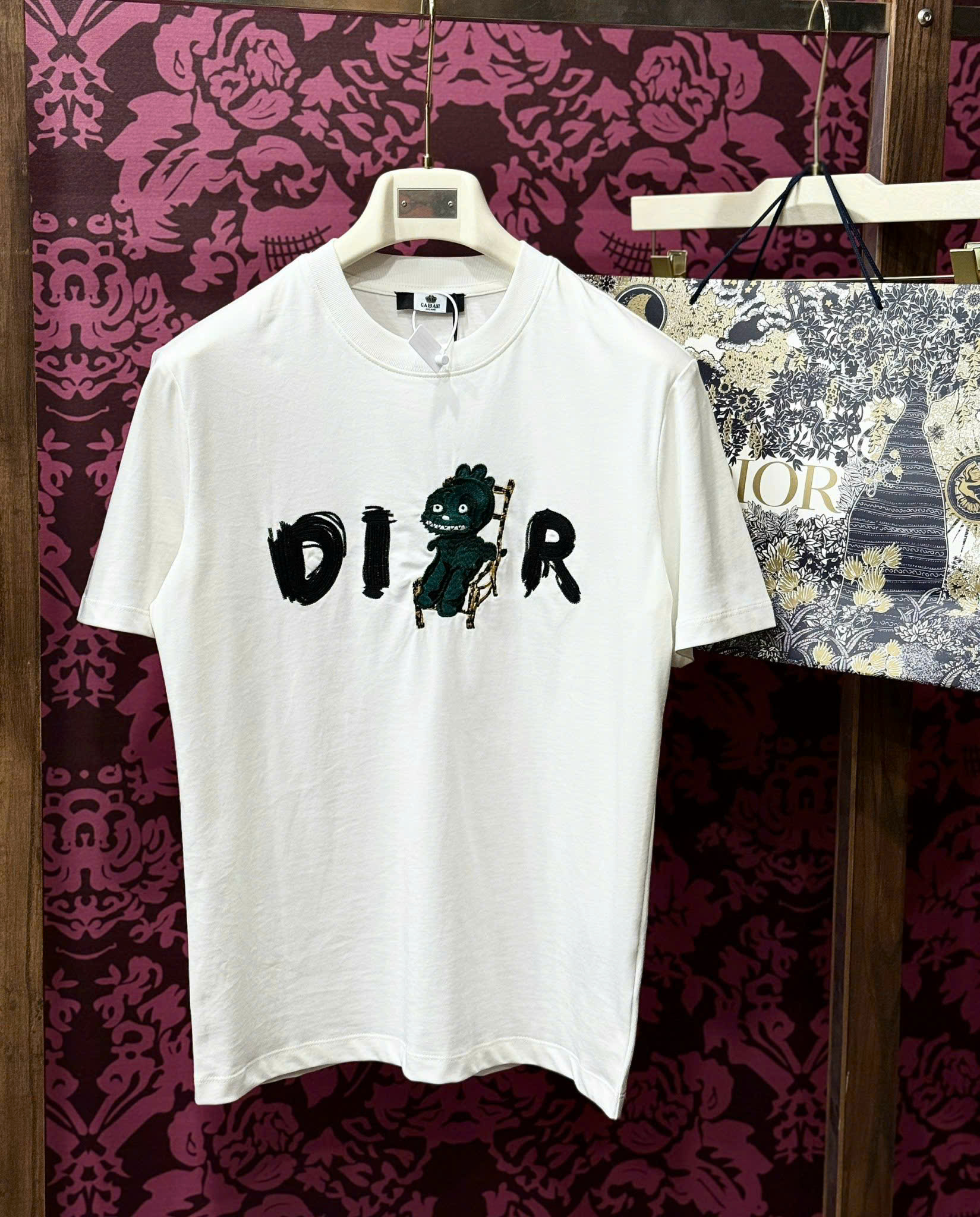 Áo phông T-shirt Dior CD logo chữ khủng long thêu ngực Like Auth CD