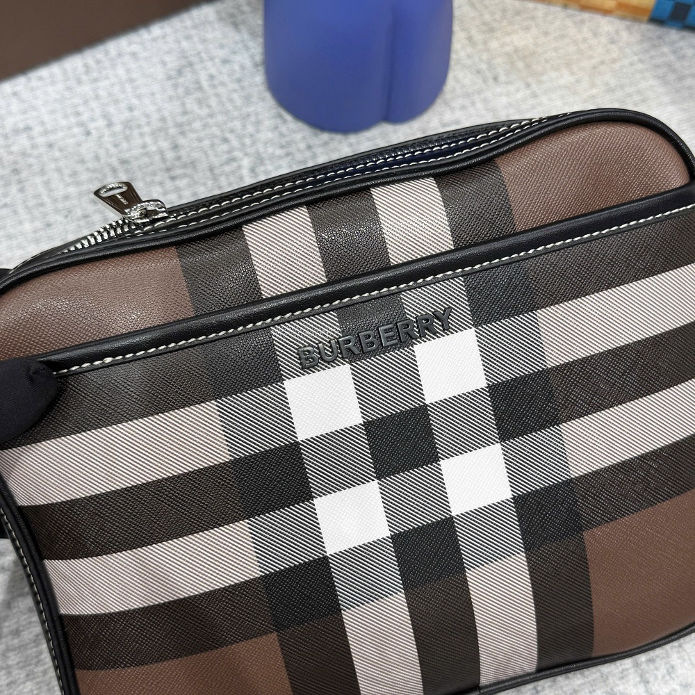 Túi đeo chéo Burberry BBR Nâu kẻ sọc Đen Trắng basic size 25.5x18.5x5.5cm Like Auth on web fullbox bill thẻ PLD