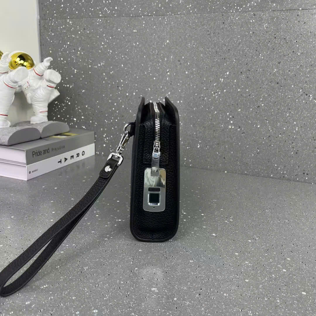 Túi Clutch cầm tay Hermes HM Đen khóa vân tay size 27x18x6cm Like Auth fullbox PLD