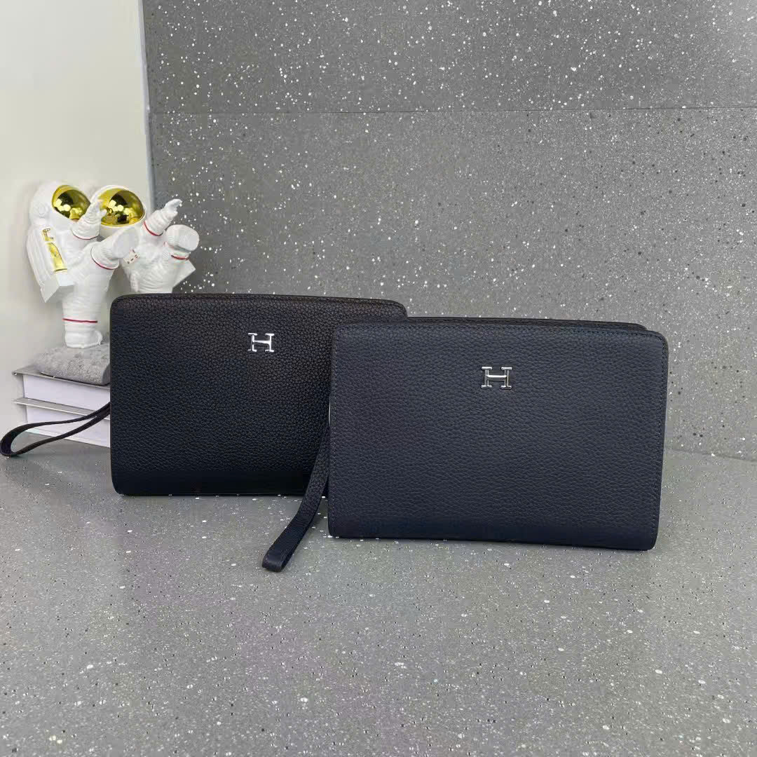 Túi Clutch cầm tay Hermes HM Đen khóa vân tay size 27x18x6cm Like Auth fullbox PLD