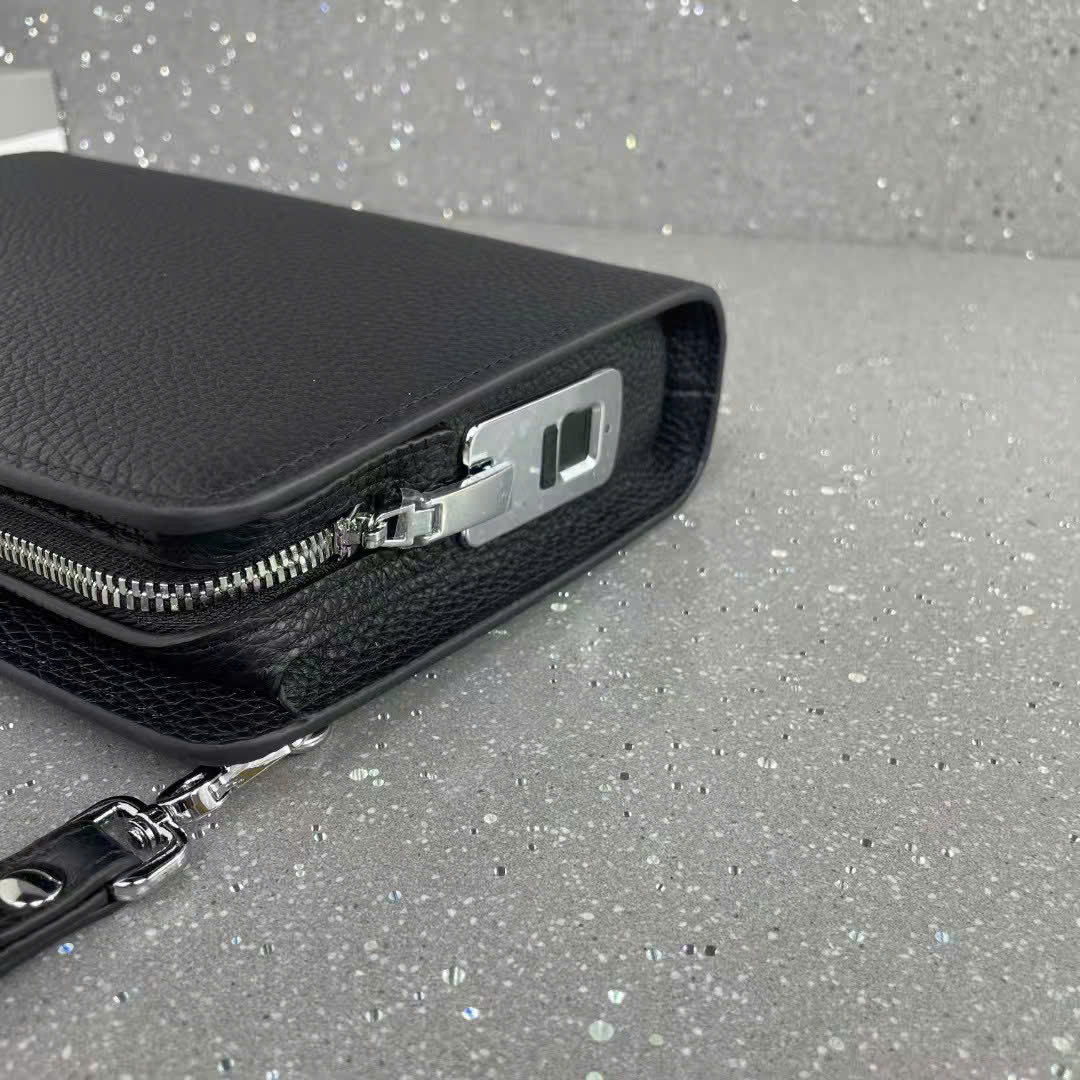 Túi Clutch cầm tay Hermes HM Đen khóa vân tay size 27x18x6cm Like Auth fullbox PLD