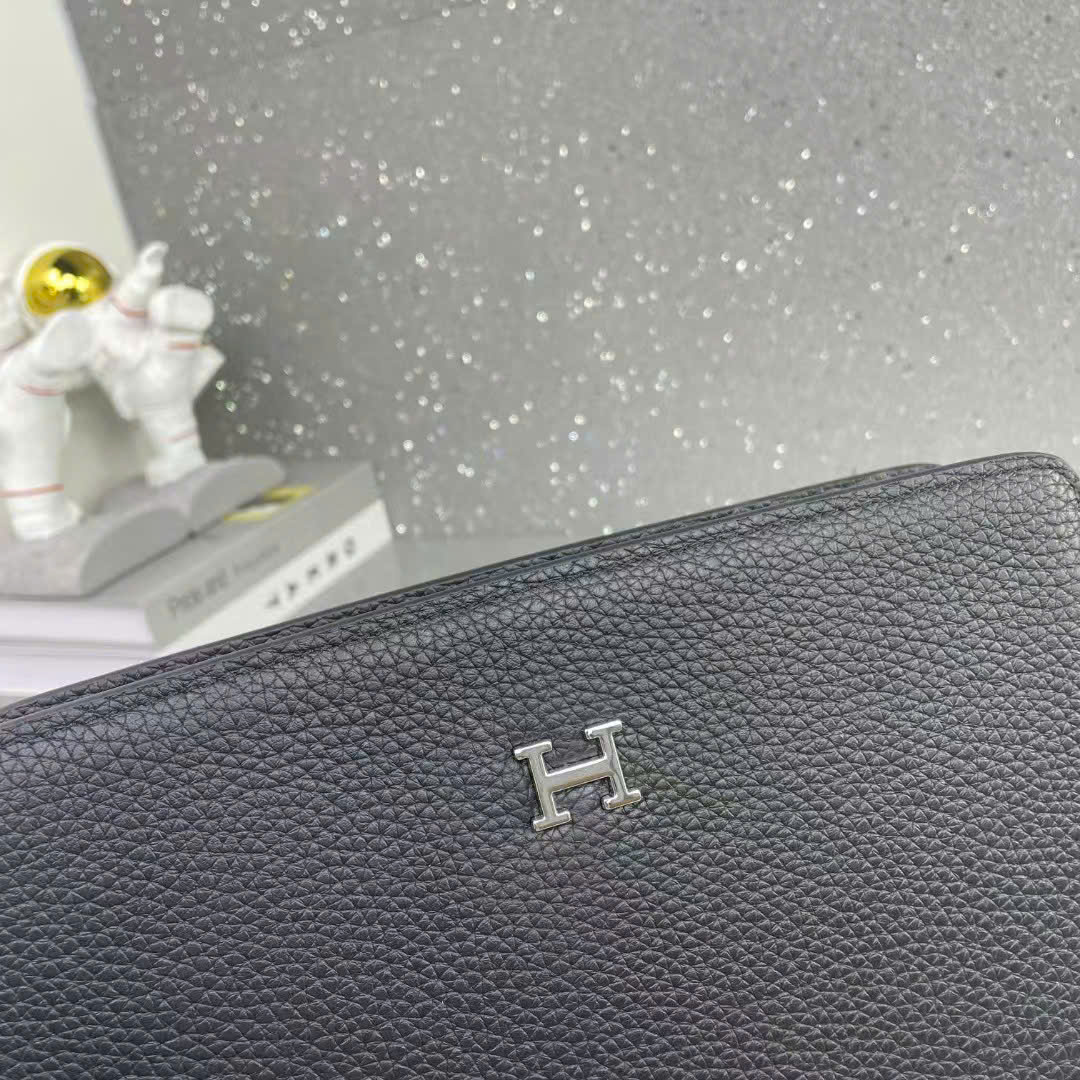 Túi Clutch cầm tay Hermes HM Đen khóa vân tay size 27x18x6cm Like Auth fullbox PLD