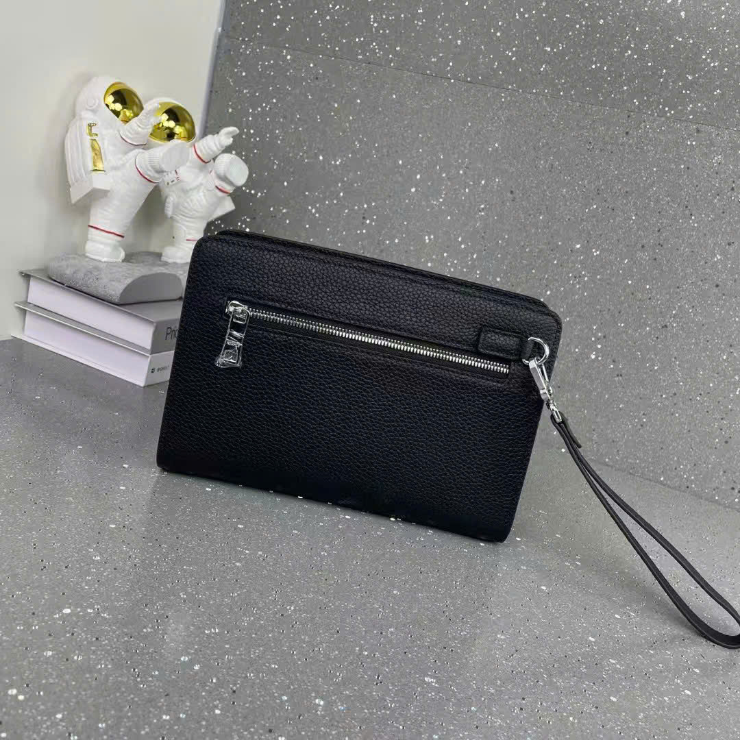 Túi Clutch cầm tay Hermes HM Đen khóa vân tay size 27x18x6cm Like Auth fullbox PLD