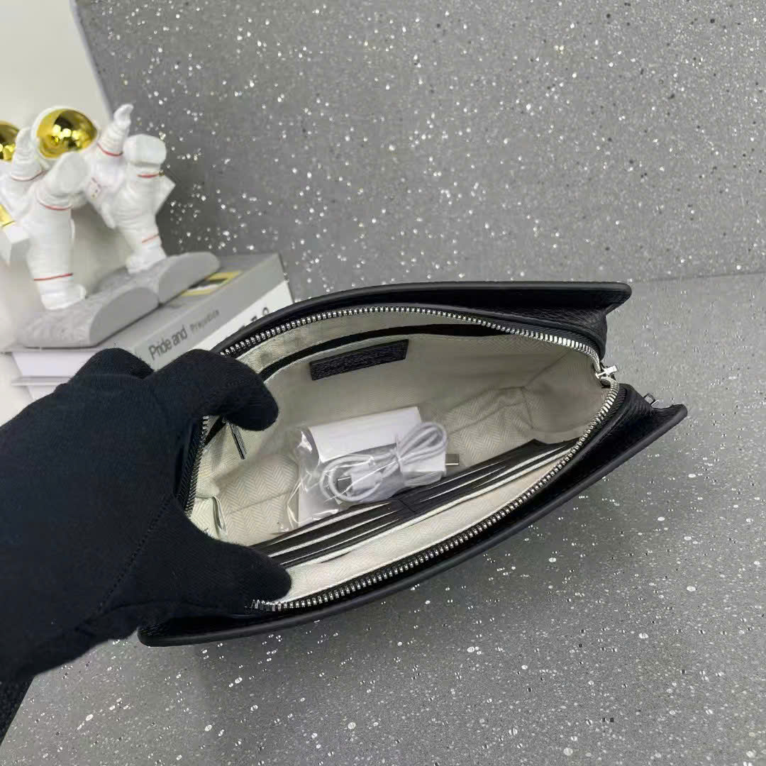 Túi Clutch cầm tay Hermes HM Đen khóa vân tay size 27x18x6cm Like Auth fullbox PLD