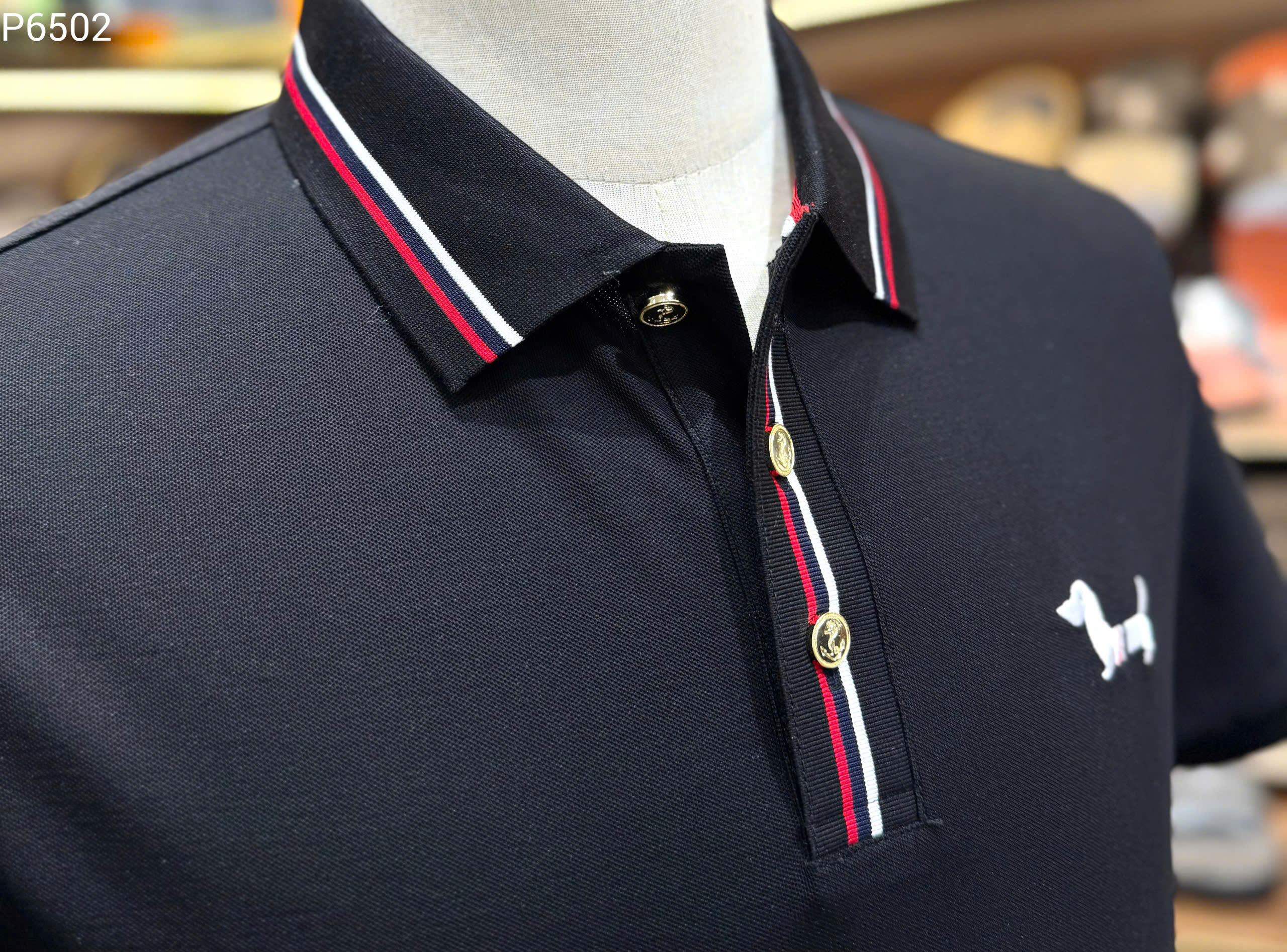 Áo polo Thombrowne TB logo Cún thêu ngực kẻ sọc cổ cạp Like Auth MK