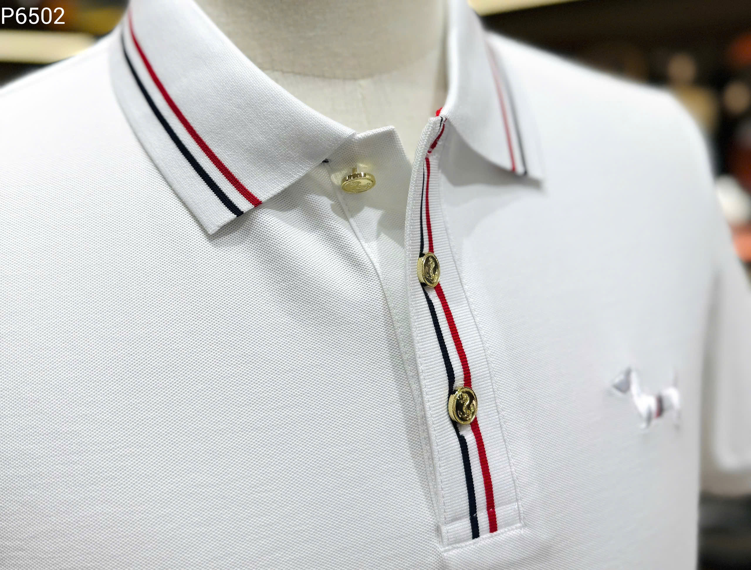 Áo polo Thombrowne TB logo Cún thêu ngực kẻ sọc cổ cạp Like Auth MK