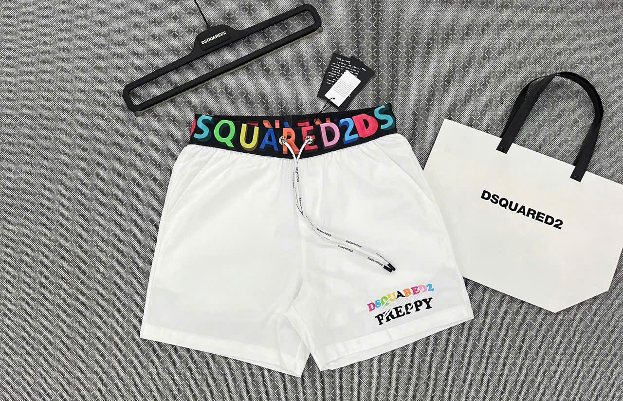 Quần short gió Dsquared2 DSQ2 logo chữ màu sắc cạp Like Auth MK
