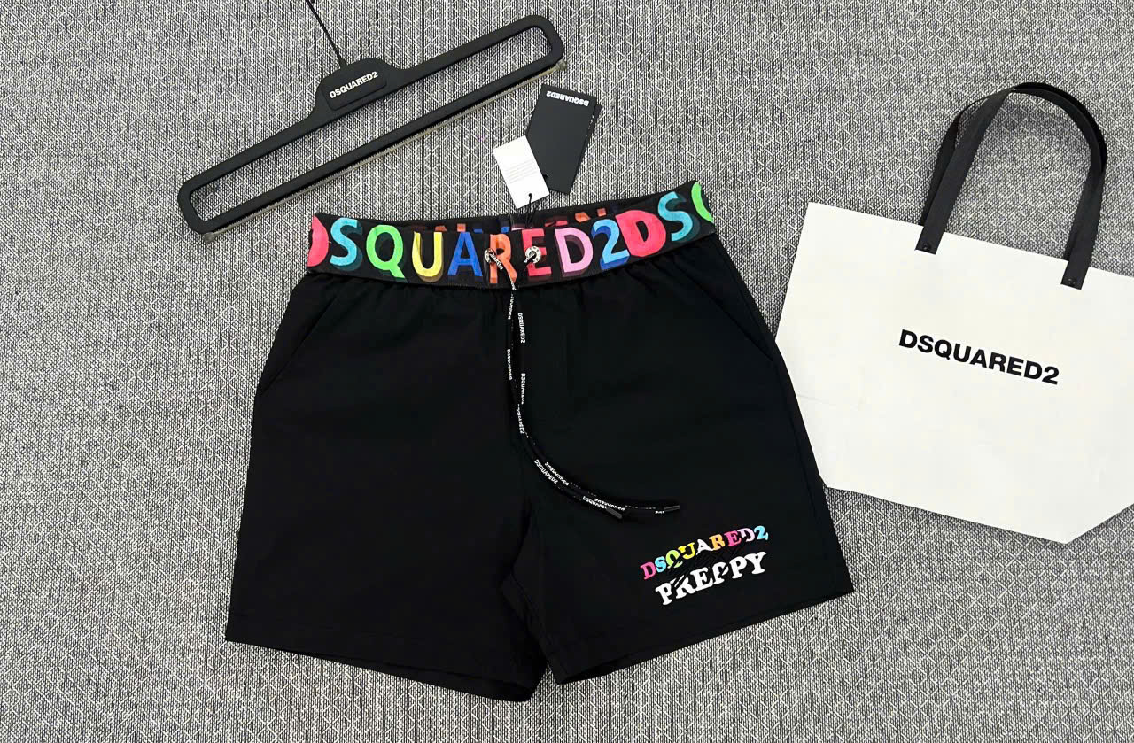 Quần short gió Dsquared2 DSQ2 logo chữ màu sắc cạp Like Auth MK