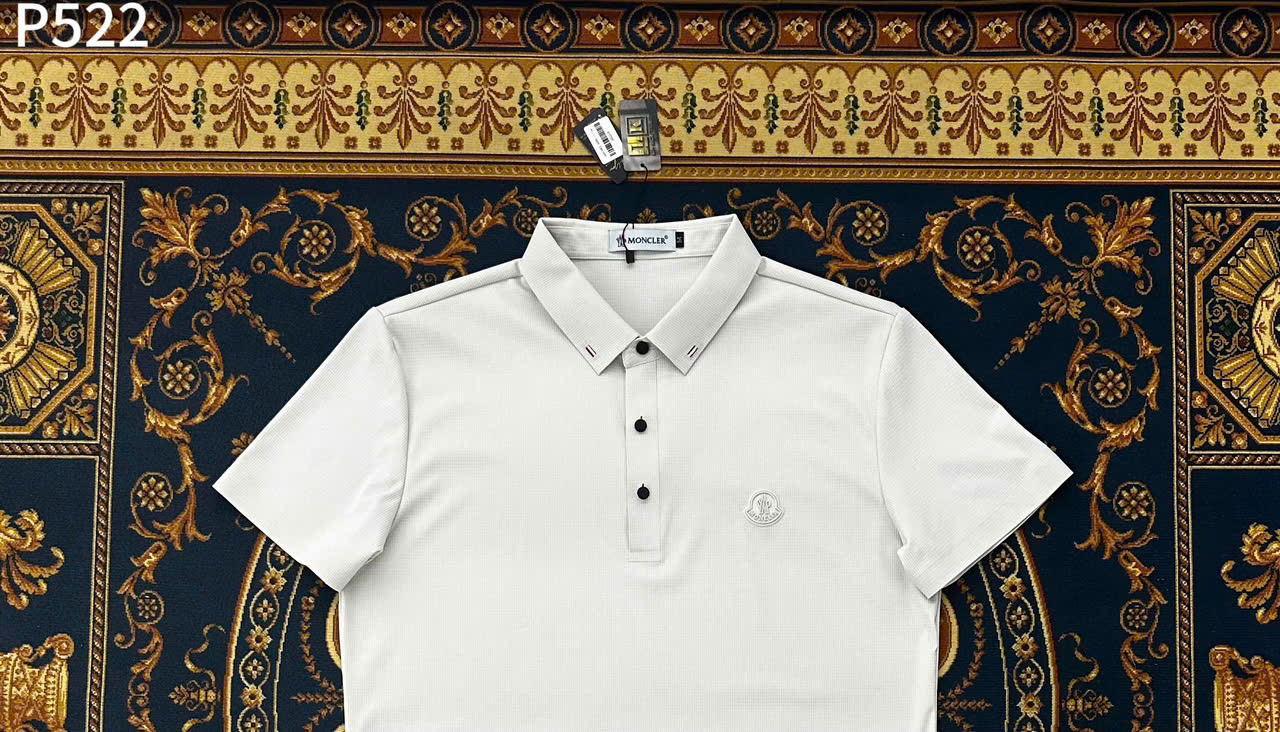 Áo polo Moncler M Trắng logo nổi ngực Like Auth LK