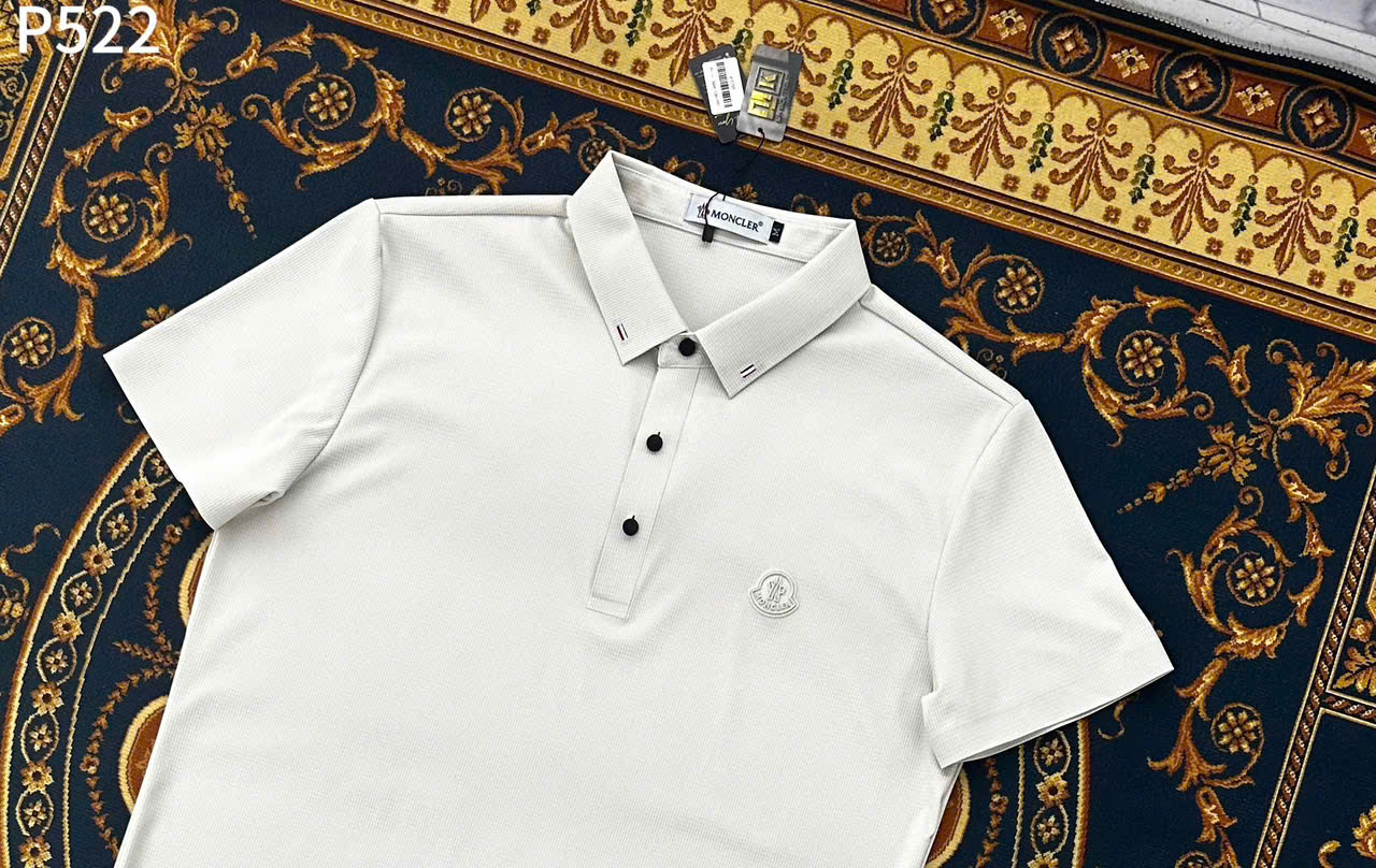 Áo polo Moncler M Trắng logo nổi ngực Like Auth LK