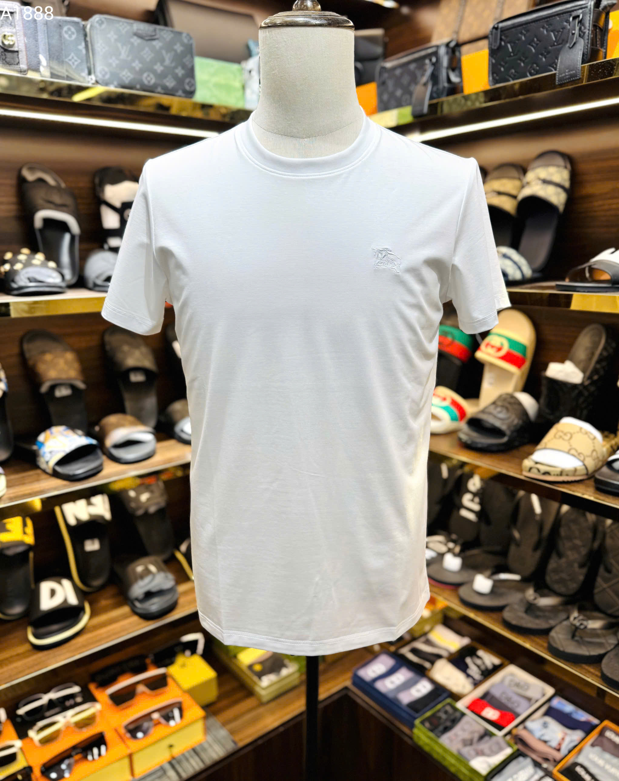 Áo phông T-shirt Burberry BBR logo thêu ngực basic Like Auth MK