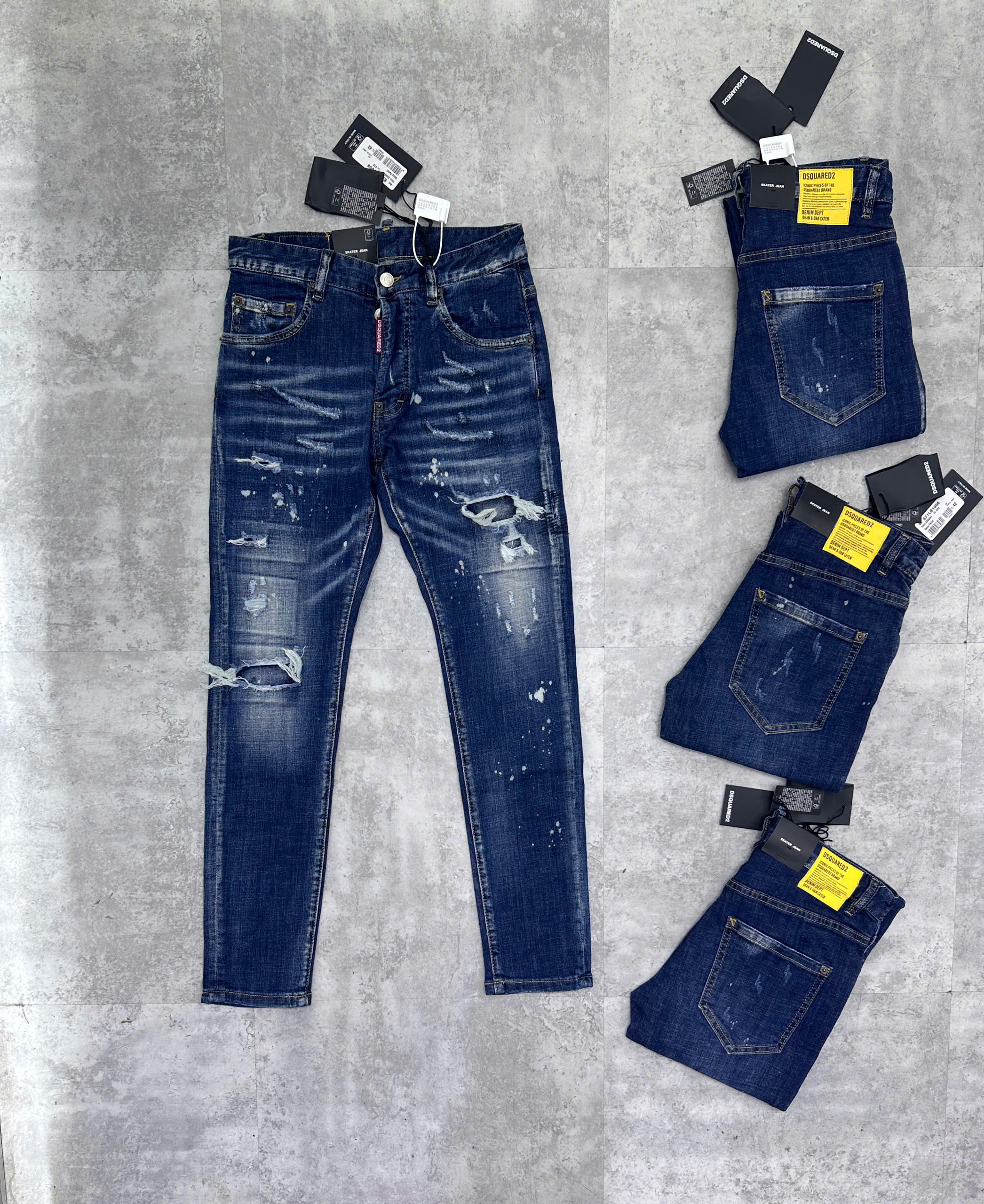 Quần jean Dsquared2 DSQ2 Xanh rách mài tem Vàng cạp Like Auth NV