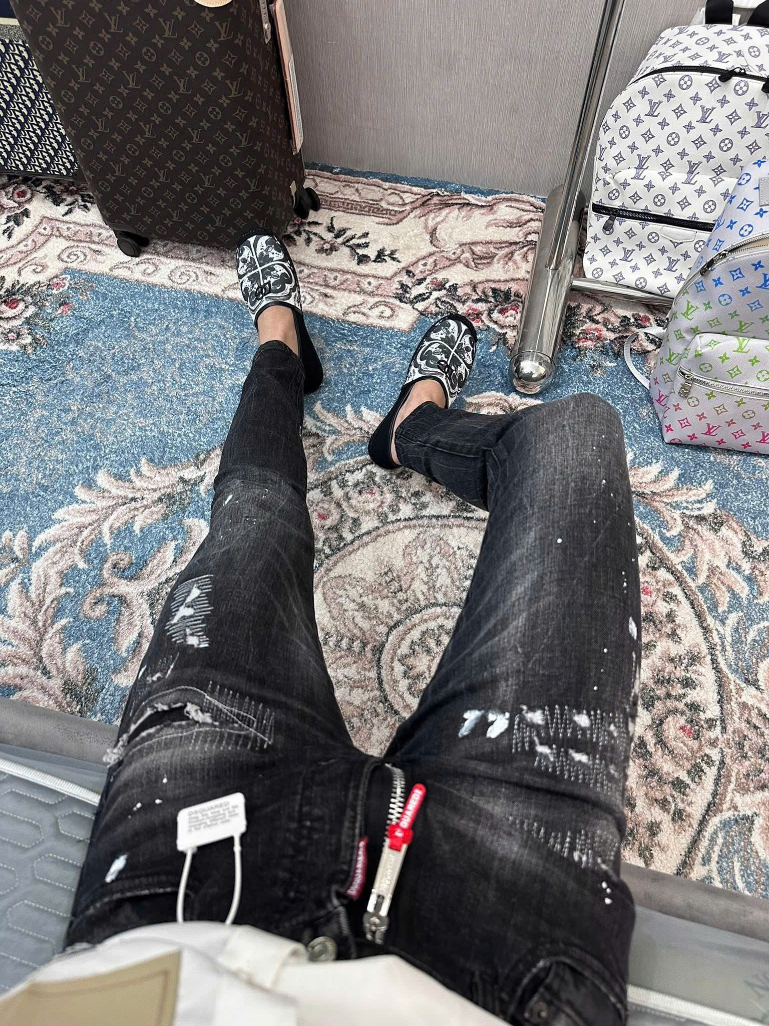 Giày slipon cói Dolce Gabbana DG Đen loang Trắng MK MVT