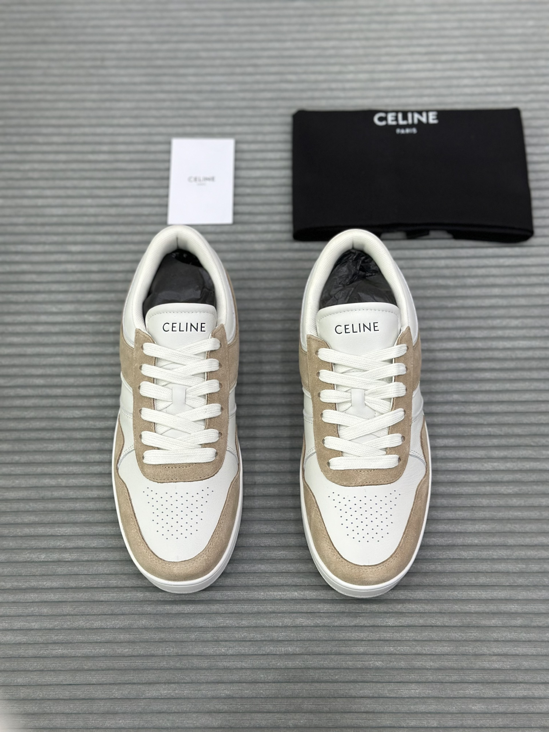 Giày sneaker Celine Trắng phối Nâu da lộn Like Auth fullbox VTN