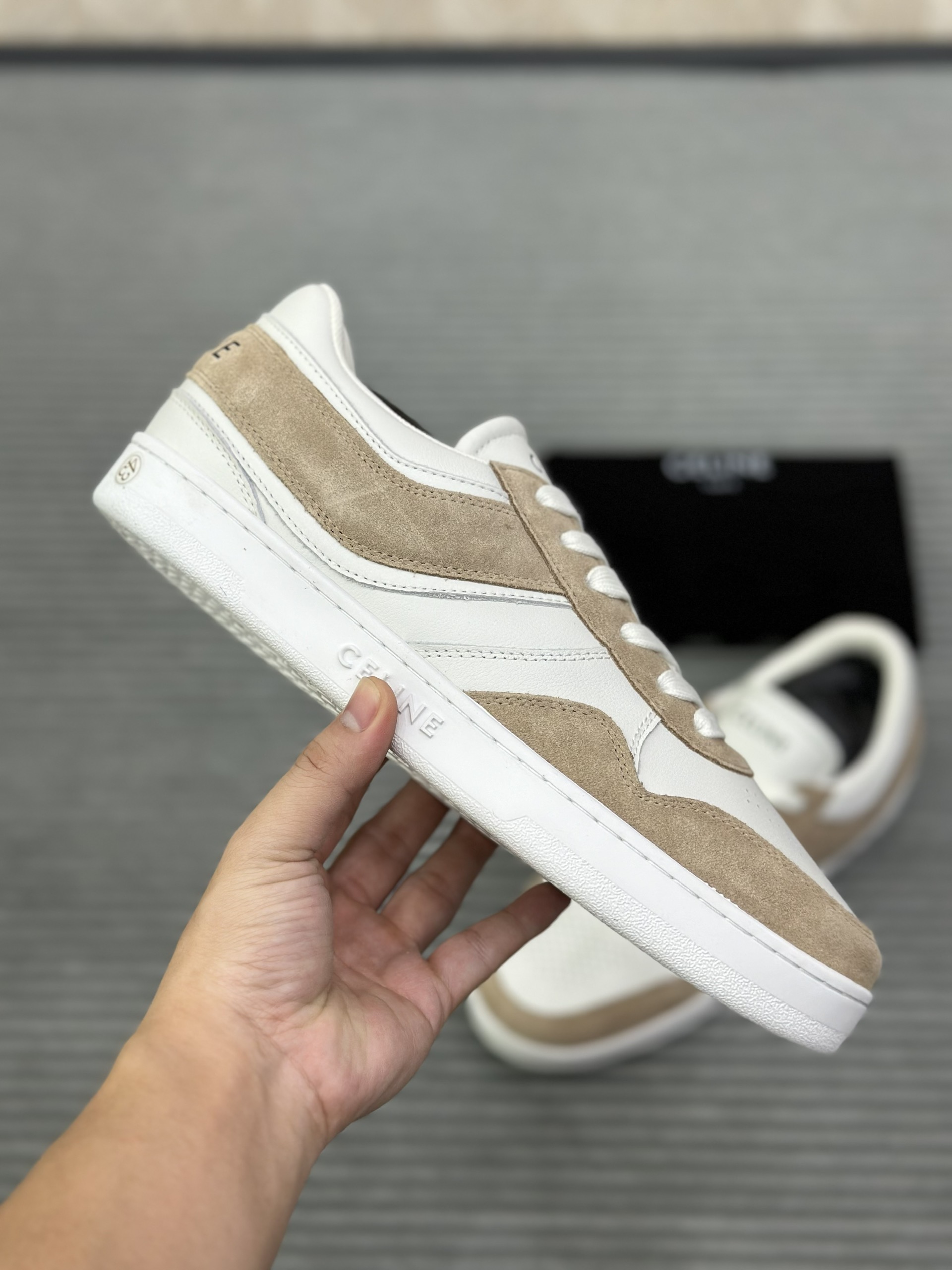 Giày sneaker Celine Trắng phối Nâu da lộn Like Auth fullbox VTN