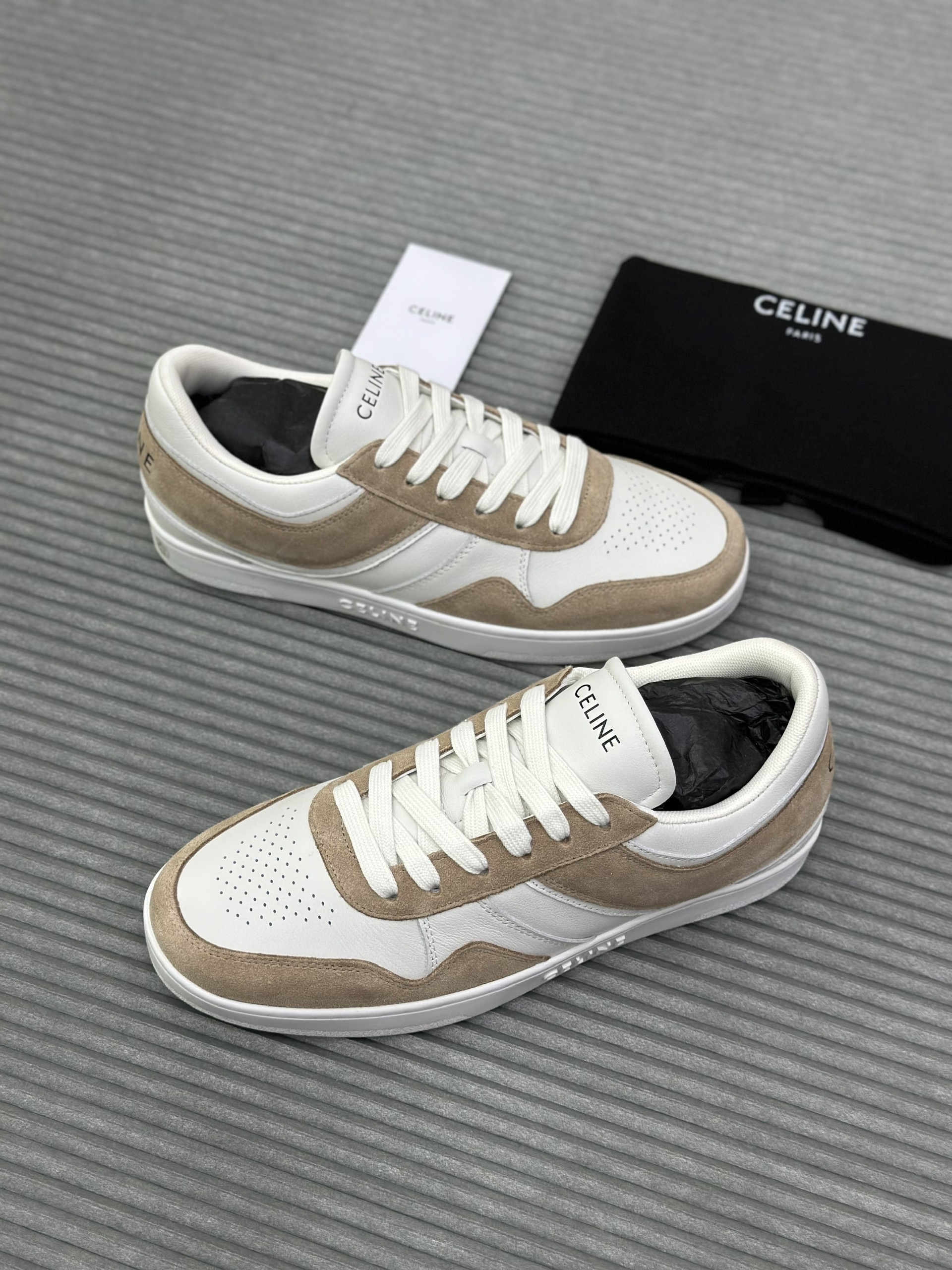 Giày sneaker Celine Trắng phối Nâu da lộn Like Auth fullbox VTN