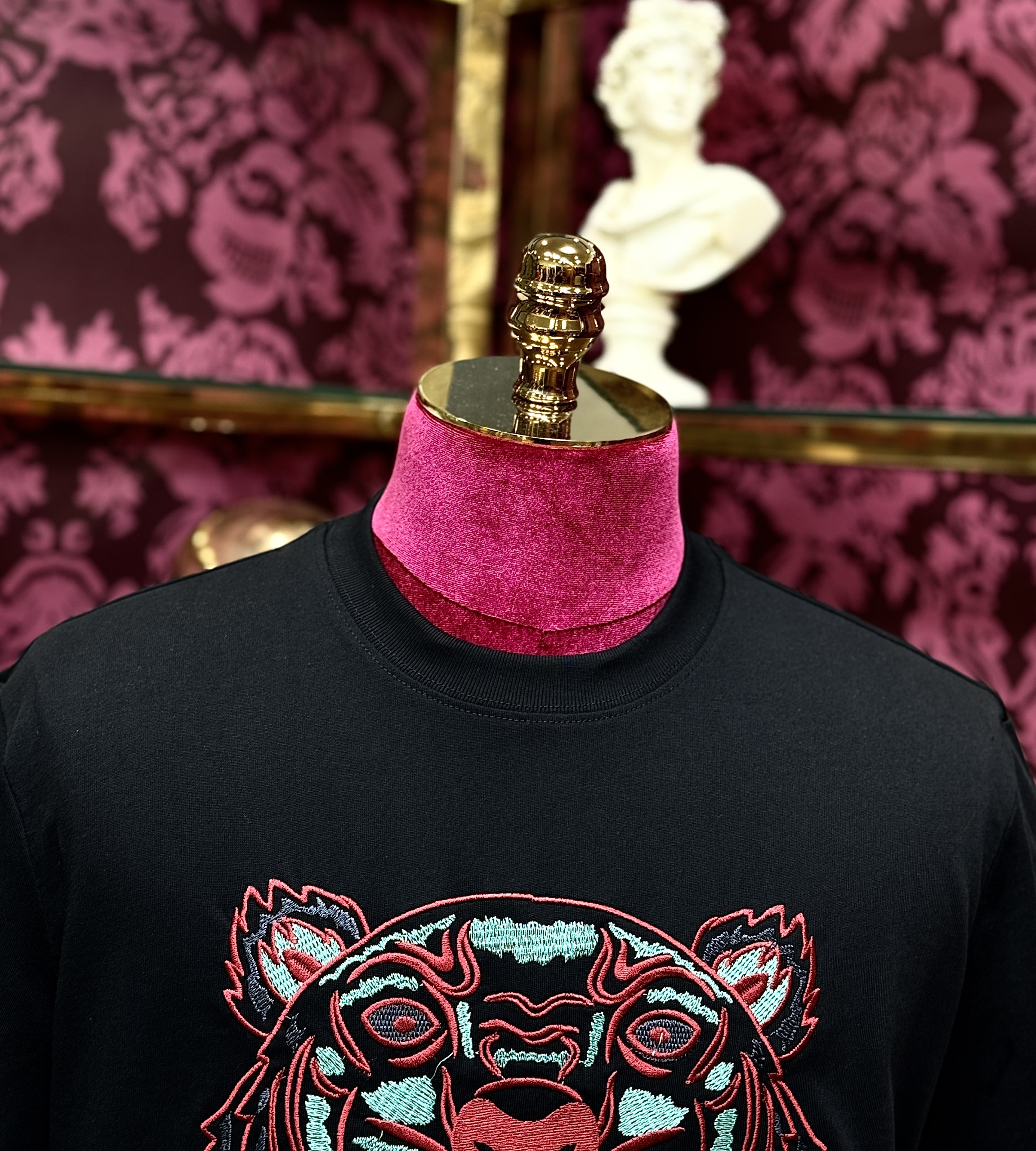 Áo phông T-shirt Kenzo KZ Đen logo mặt hổ màu sắc thêu Like Auth CD