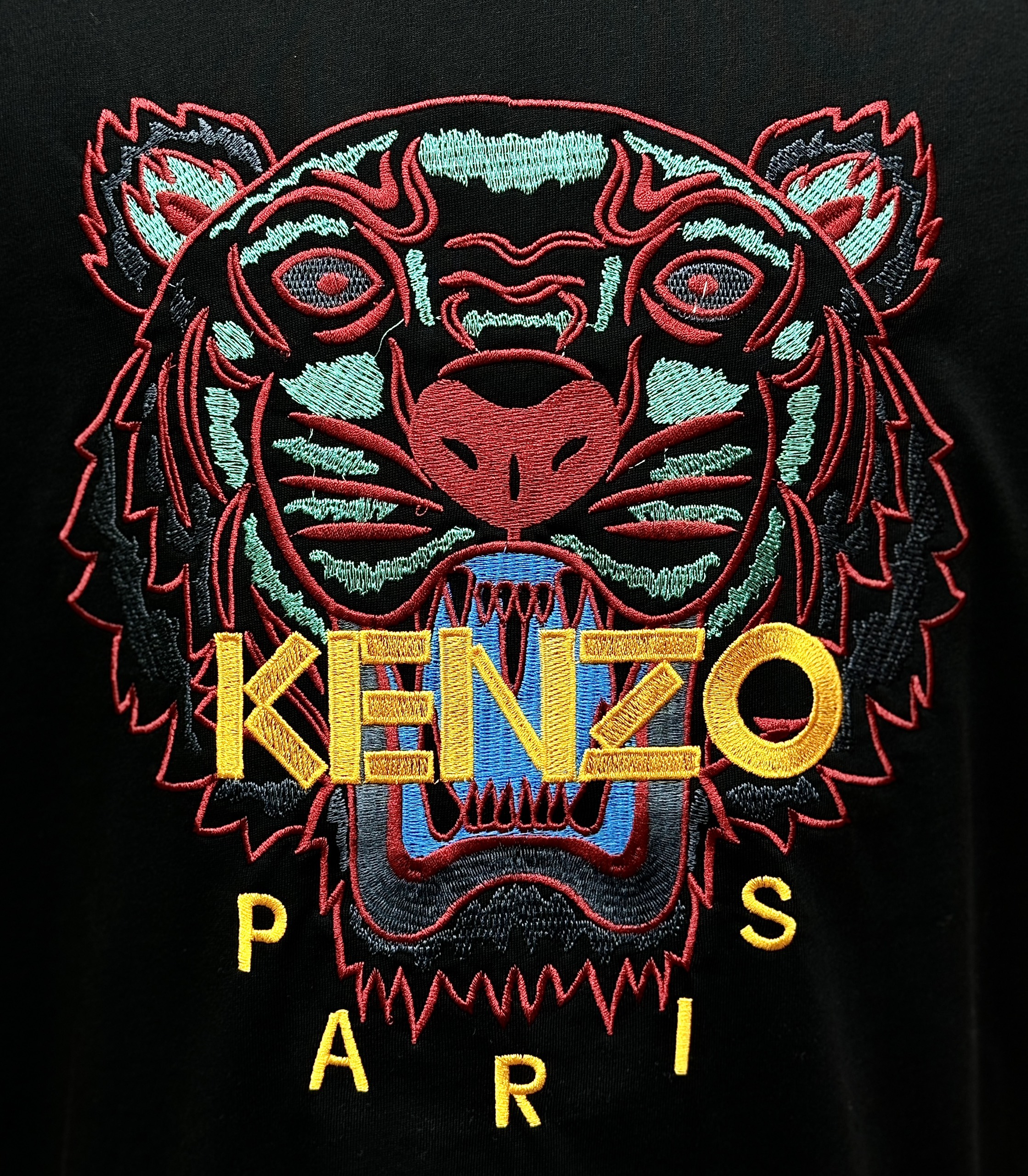 Áo phông T-shirt Kenzo KZ Đen logo mặt hổ màu sắc thêu Like Auth CD
