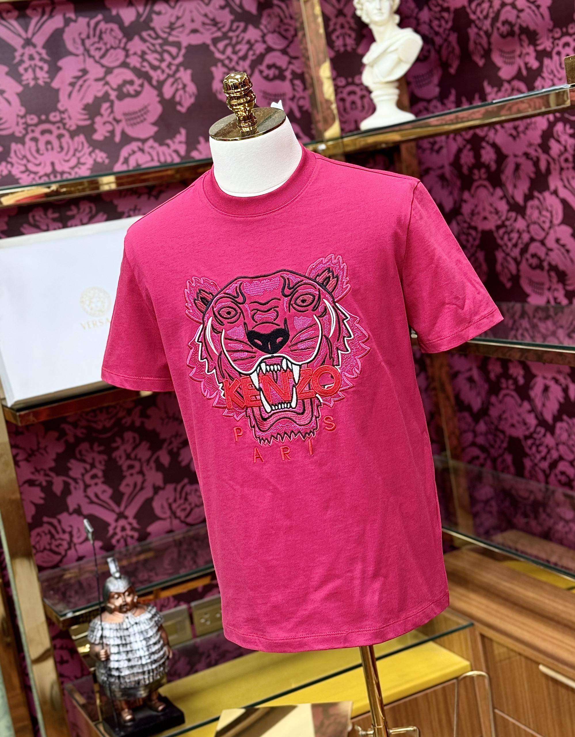 Áo phông T-shirt Kenzo KZ Hồng logo mặt hổ thêu Like Auth CD