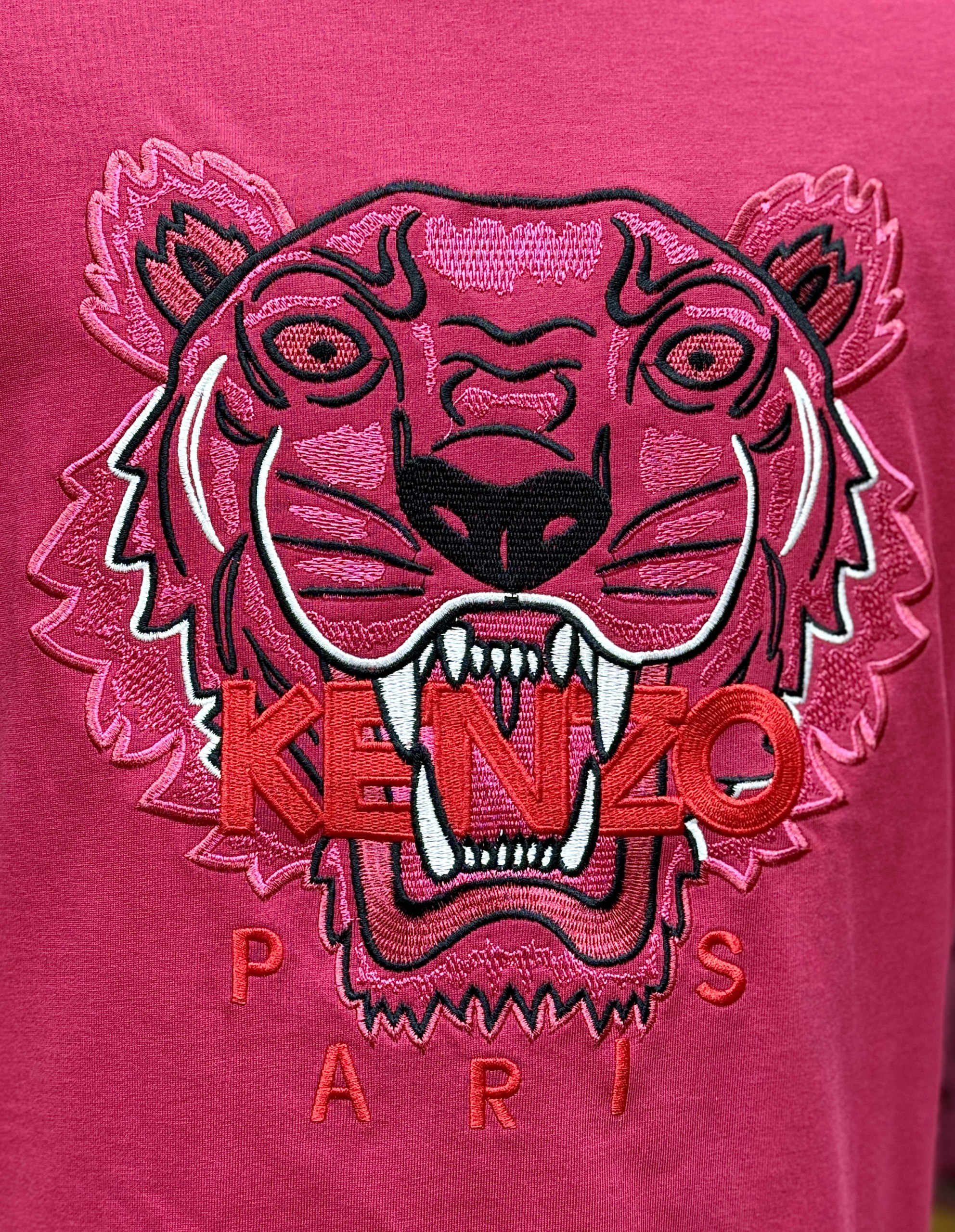 Áo phông T-shirt Kenzo KZ Hồng logo mặt hổ thêu Like Auth CD