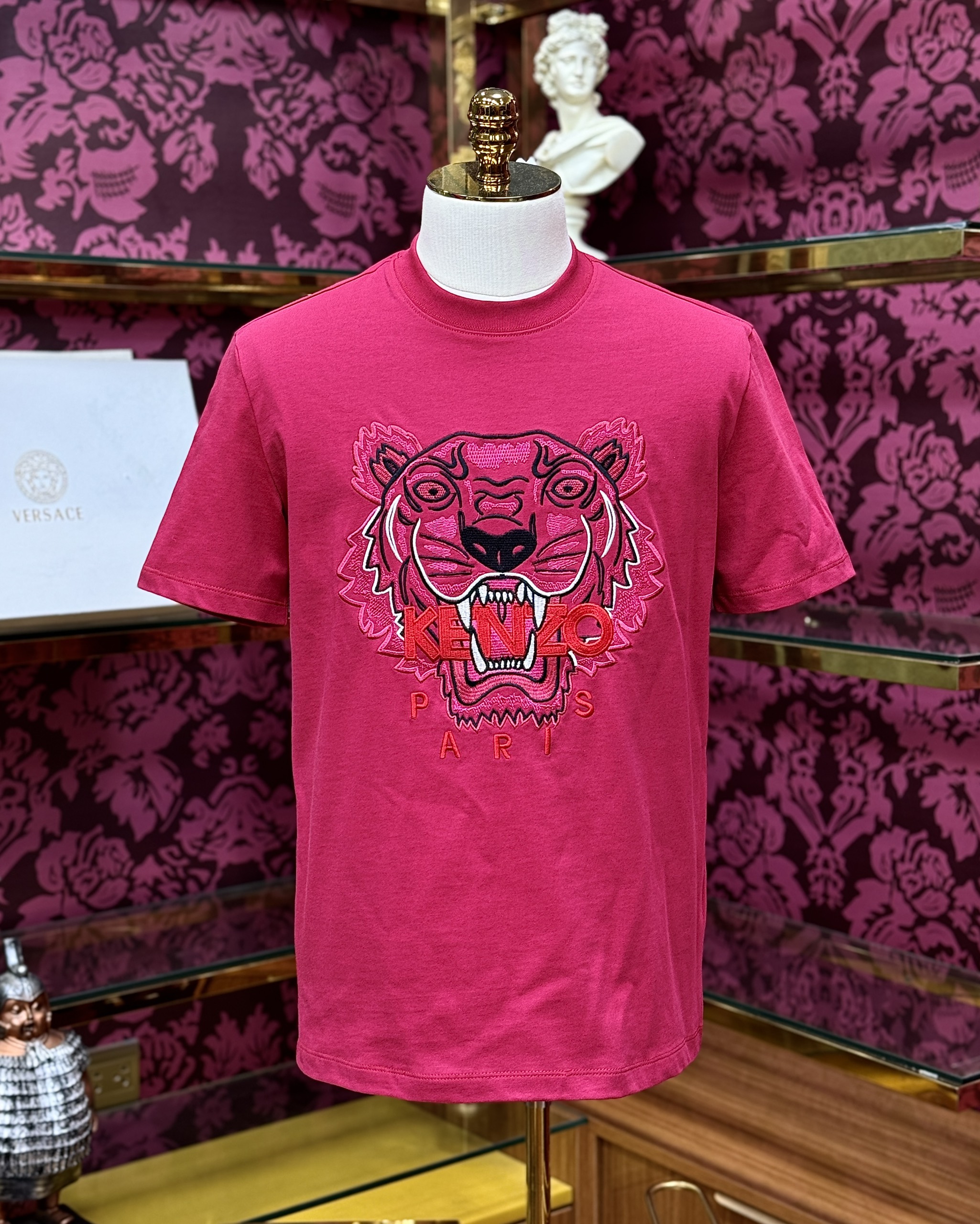 Áo phông T-shirt Kenzo KZ Hồng logo mặt hổ thêu Like Auth CD