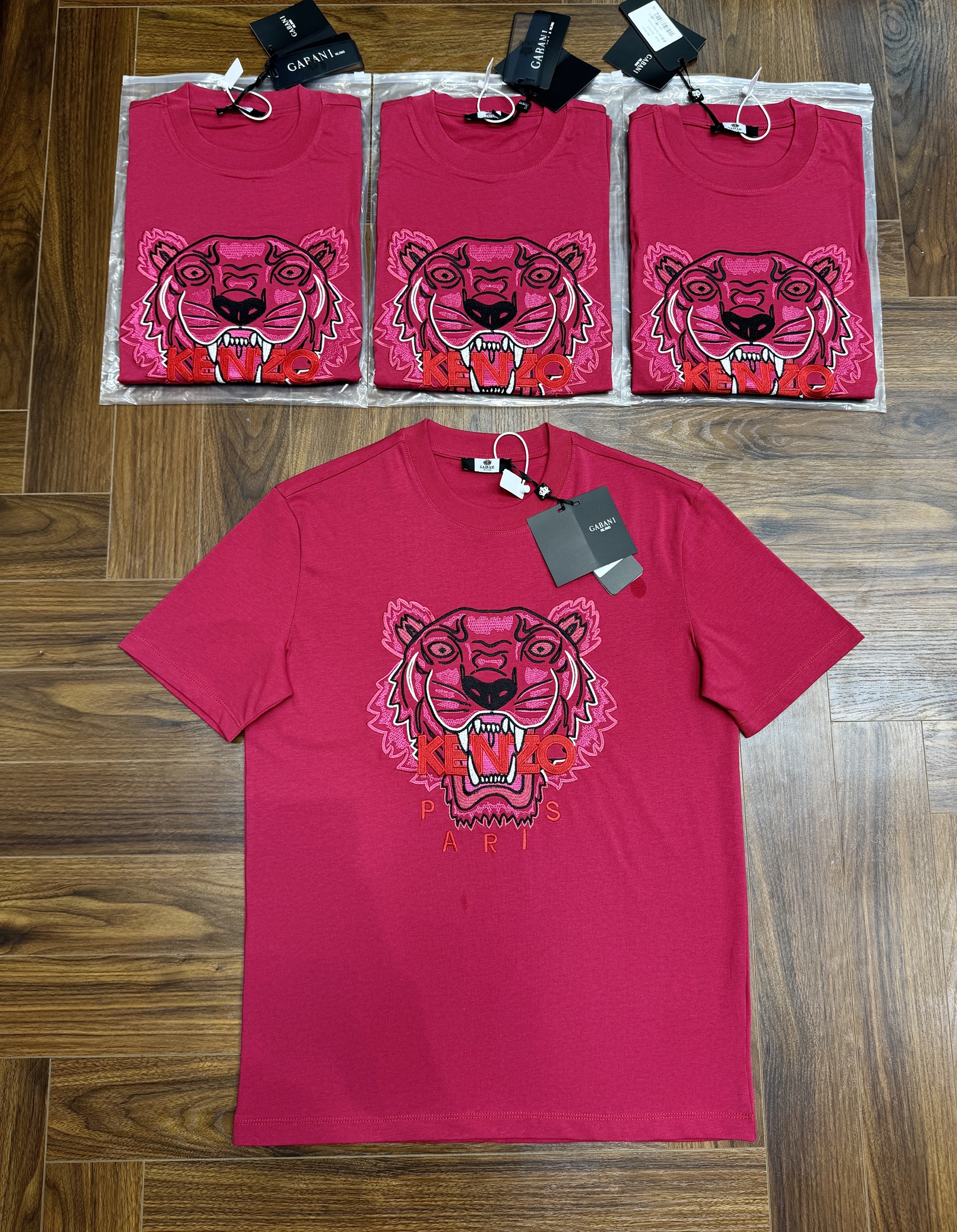 Áo phông T-shirt Kenzo KZ Hồng logo mặt hổ thêu Like Auth CD