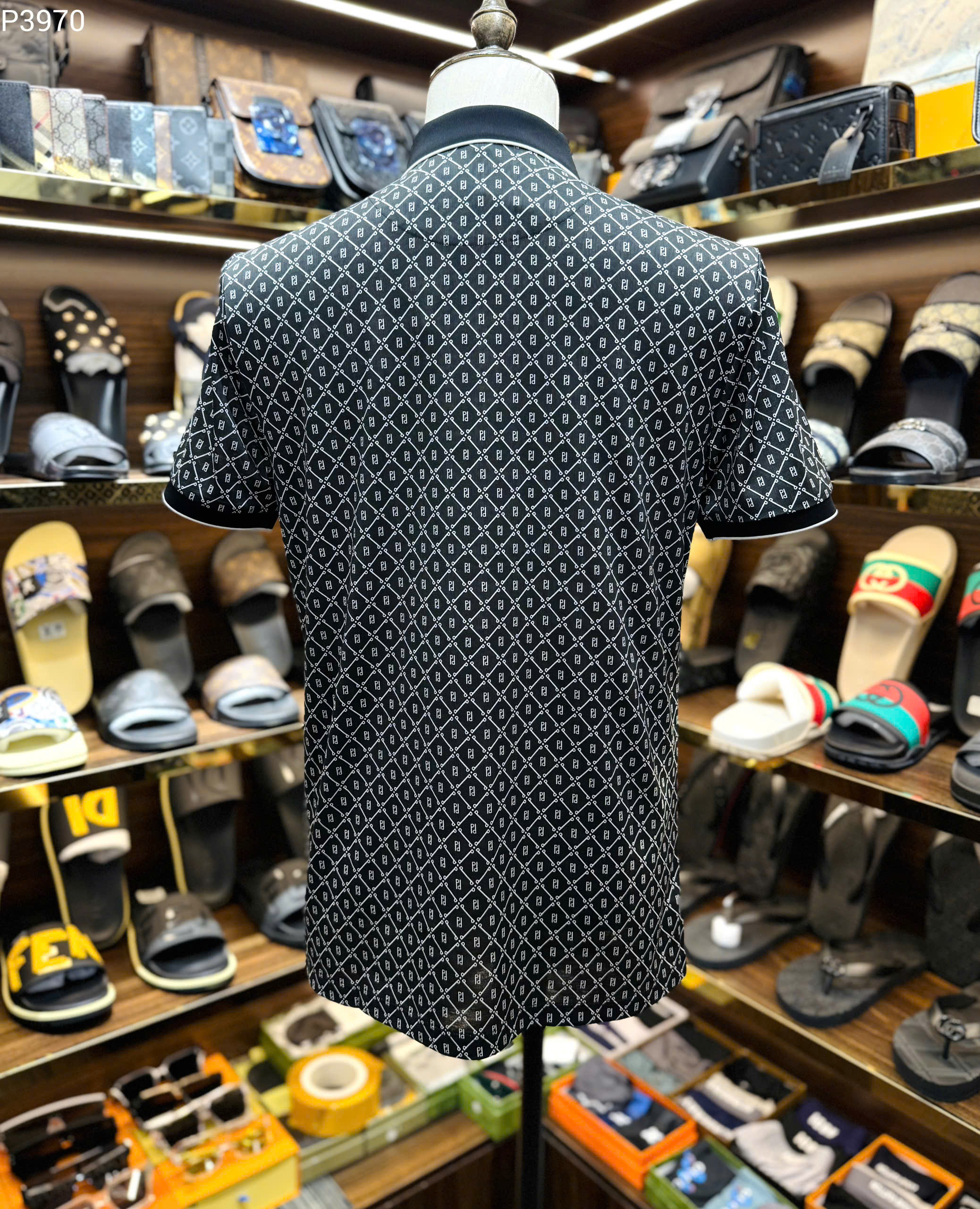 Áo polo PP họa tiết logo chữ kẻ full Like Auth MK