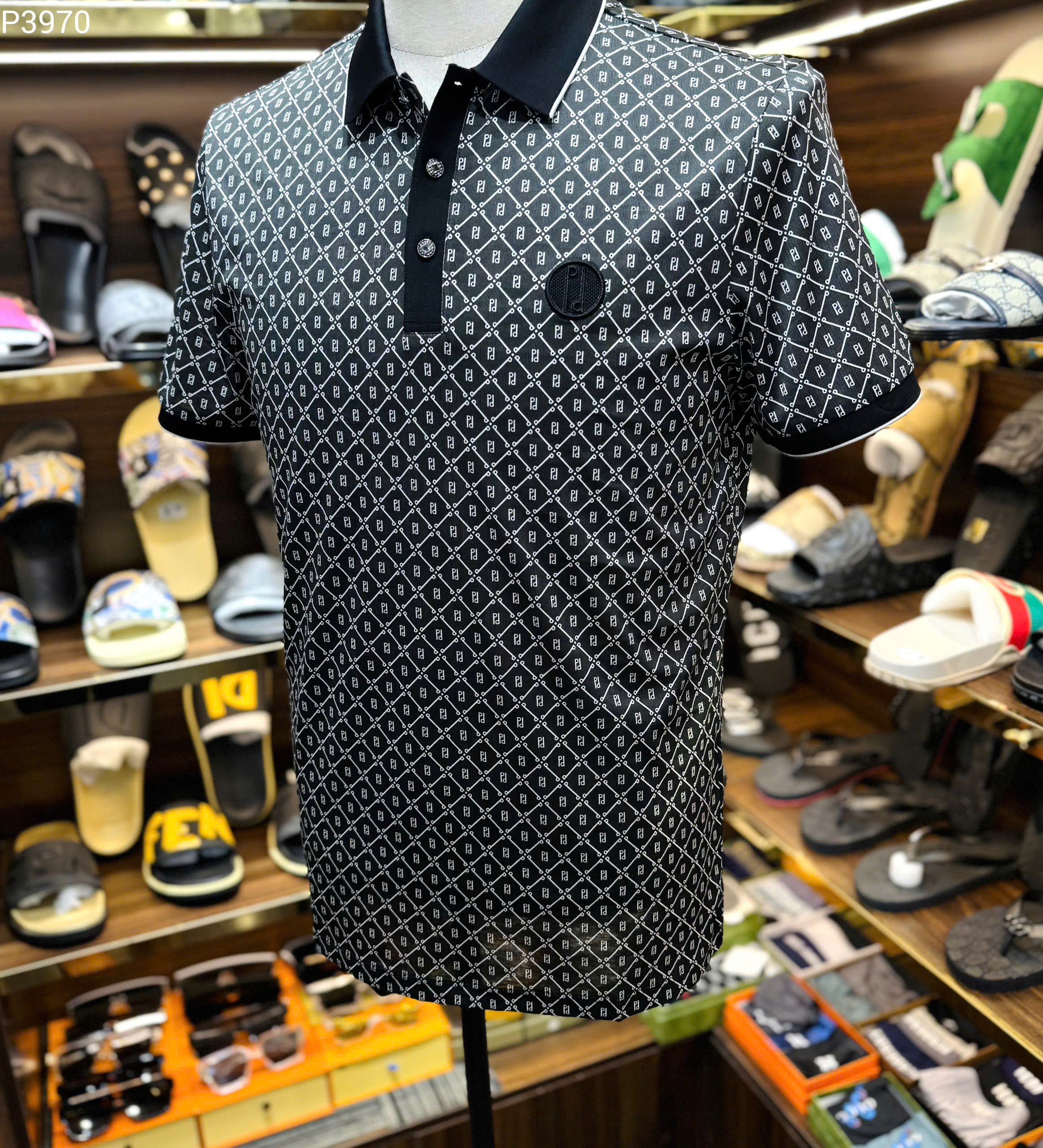 Áo polo PP họa tiết logo chữ kẻ full Like Auth MK