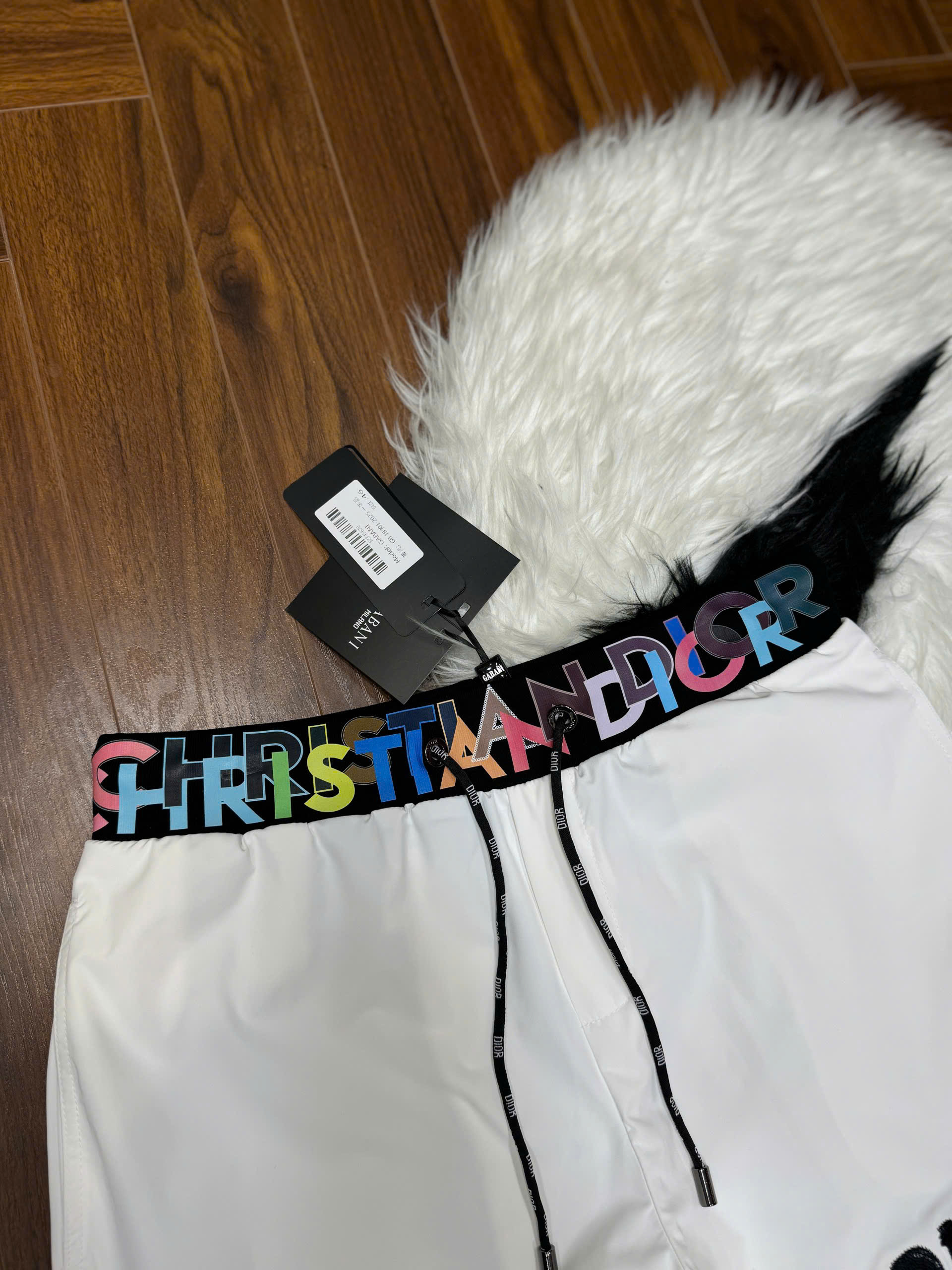 Quần short Dior CD logo chữ thêu đùi check cạp màu sắc Like Auth CD