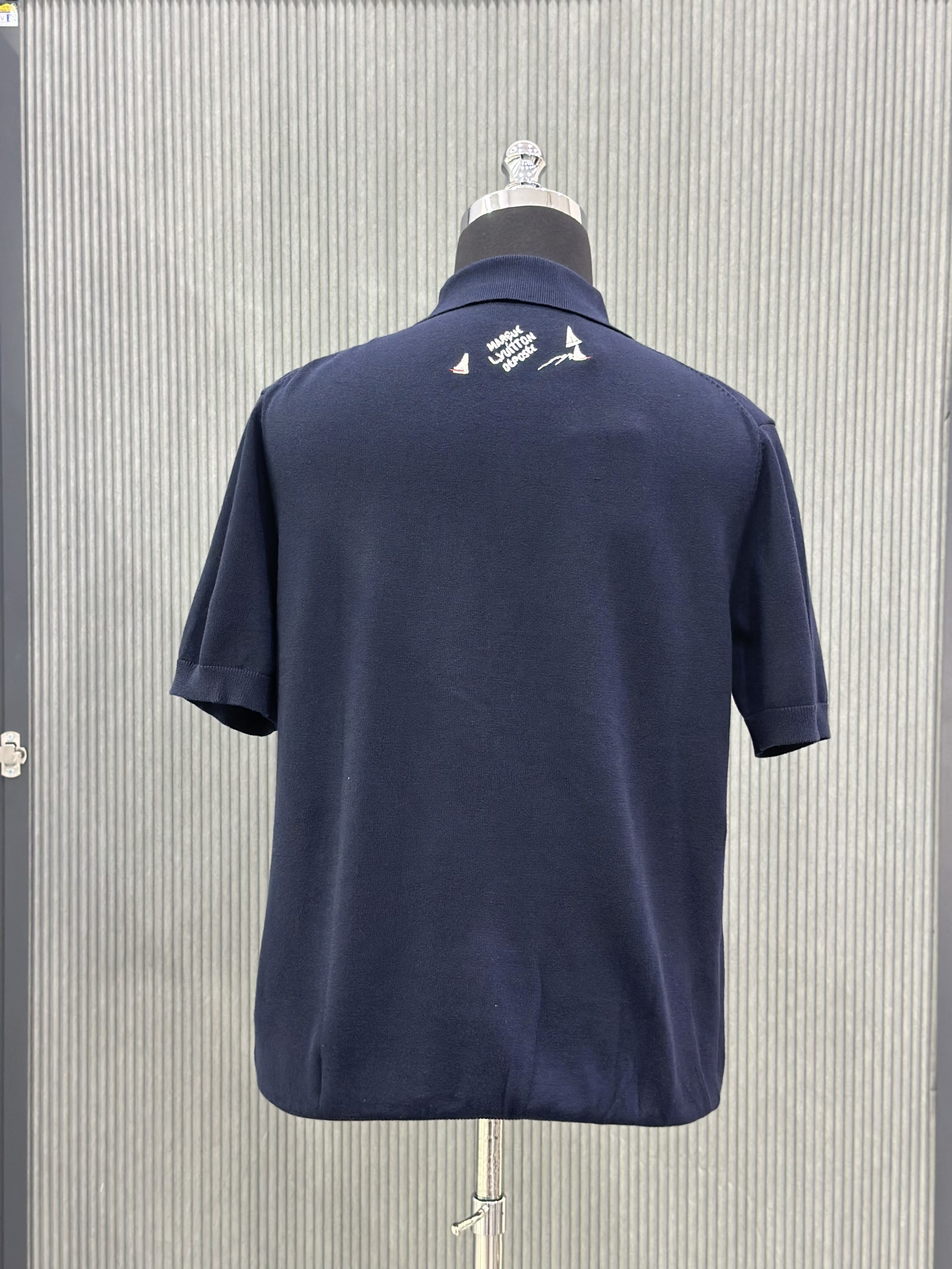 Áo polo len Louis Vuitton LV Xanh than logo du thuyền thêu Like Auth VTN